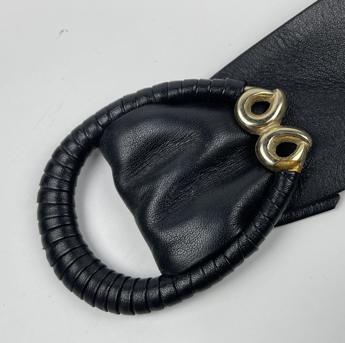 YUKI TORII Leather Belt with Brass Buckle Gray 25-27\