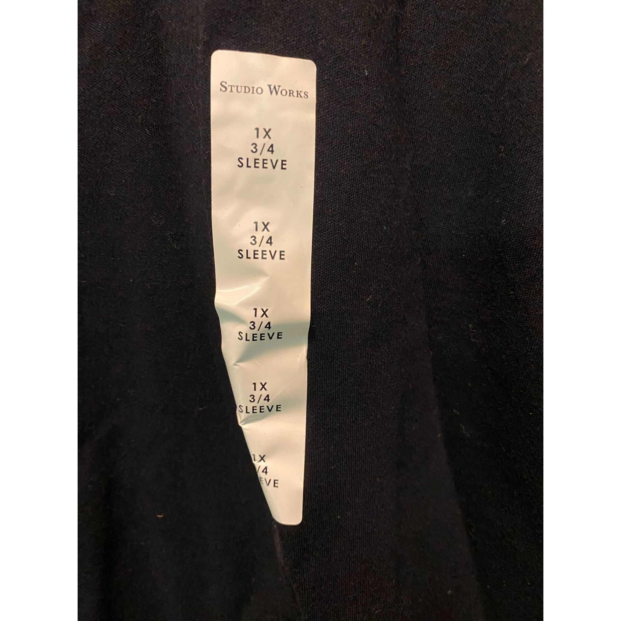 Other Studio Works Womens Plus Size 1X Black 3/4 Sleeve Top With E Size XL / US 12-14 / IT 48-50 - 2 Thumbnail