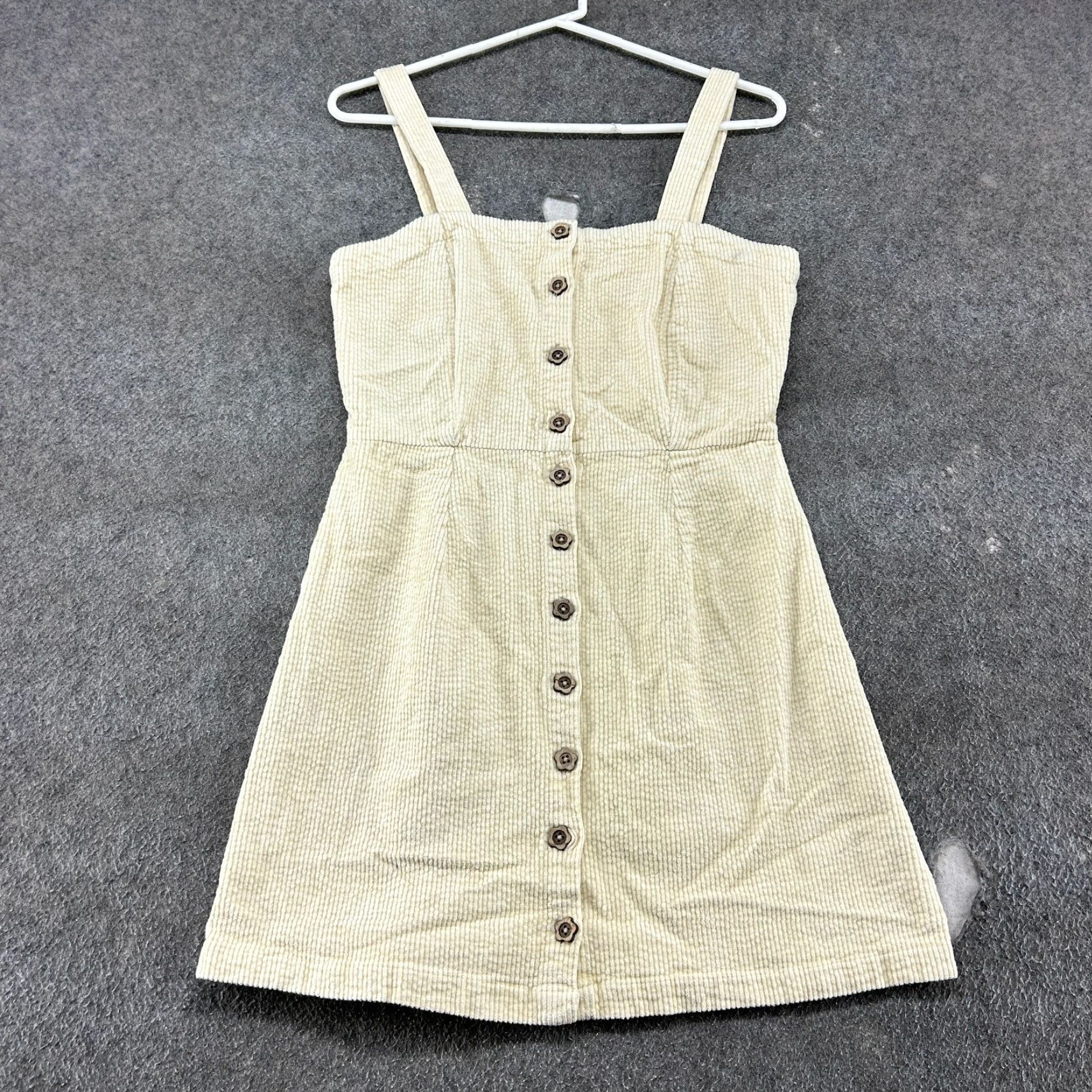 O'Neill O'Neill Corduroy Dress Womens M Ivory Mini Sleeveless Button Down Cotton Size 32" / US 10 / IT 46 - 2 Thumbnail