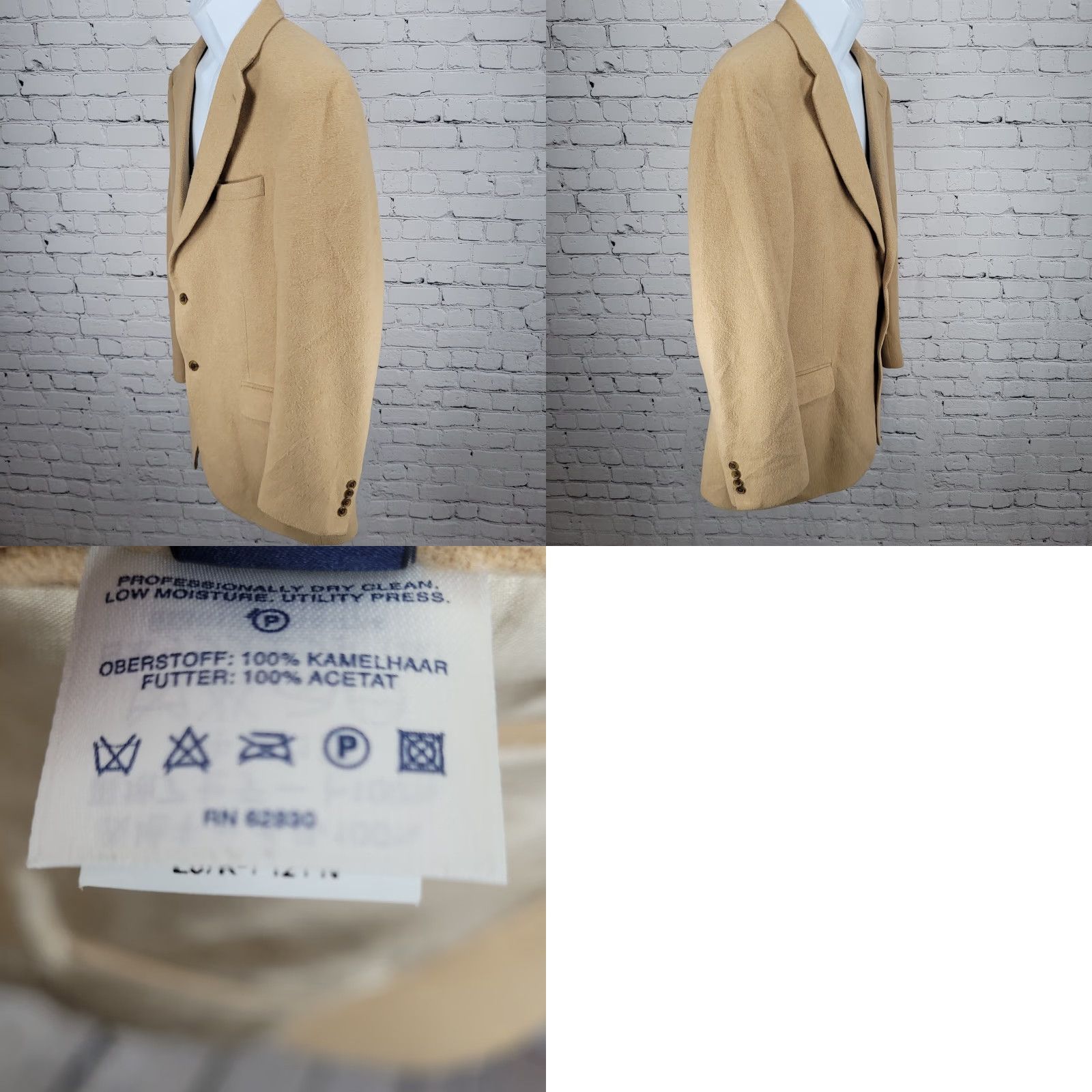 Lands' End Lands' End Blazer Sport Coat 2 Button Single Vented Notch Mens 43 Regular Brown Camelhair 100% Camelhair/Acetate Lining Long Size 46R - 10 Thumbnail