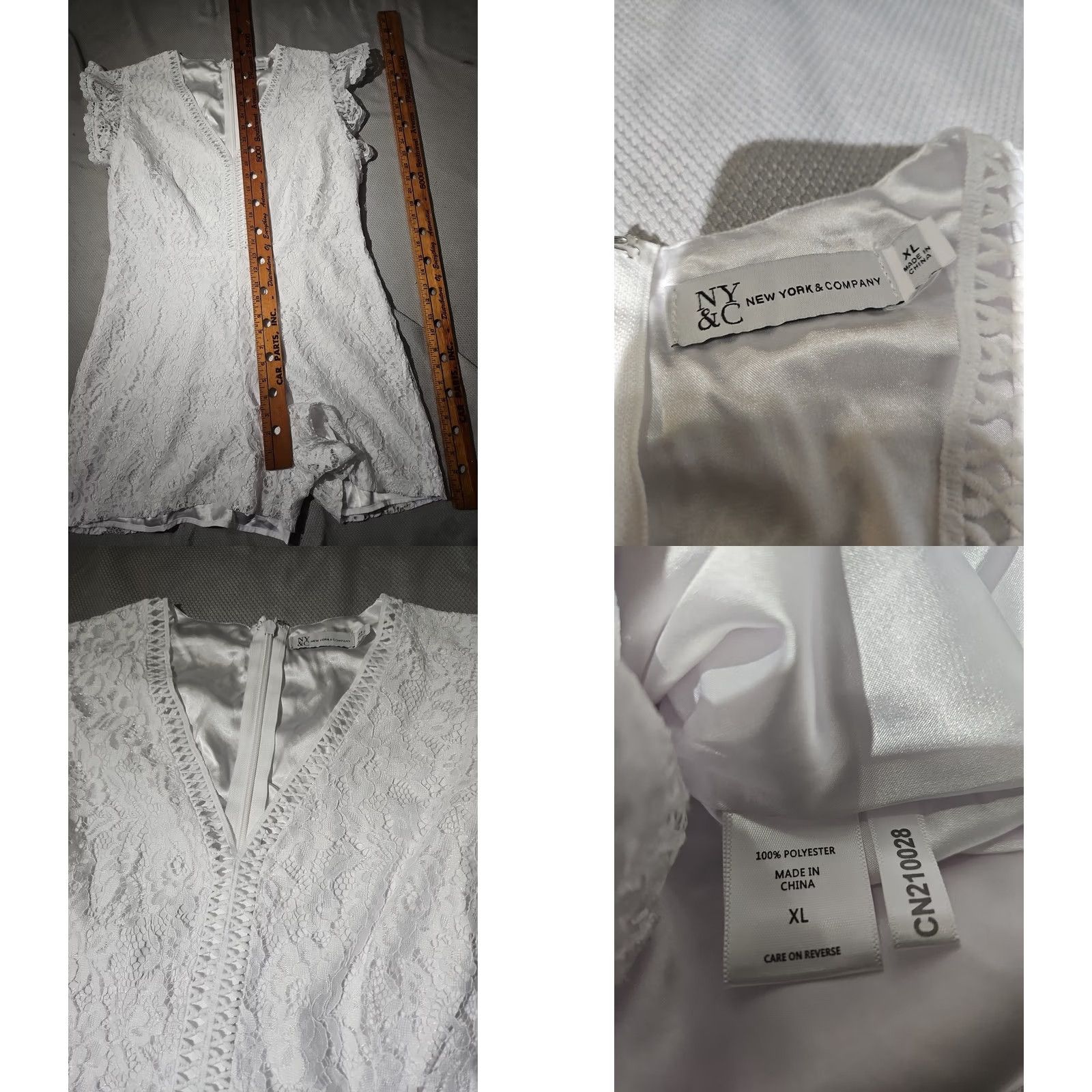 Vintage New York & Co Eyelet Romper Womens XL White Fairy Boho Coquette One Piece Size 40" / US 18 - 8 Thumbnail