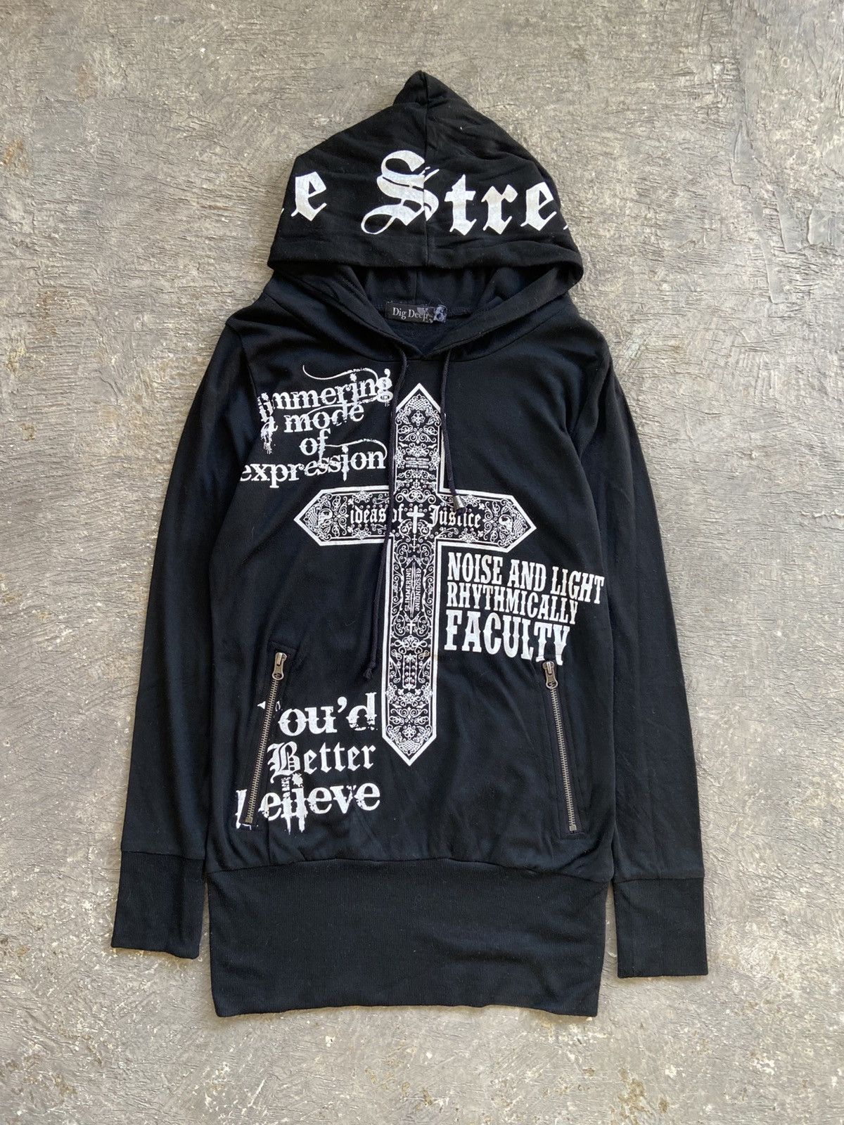 14th Addiction 2000s Dig Deep - Vkei Style Poem Cross Hoodie Size US M / EU 48-50 / 2 - 3 Thumbnail