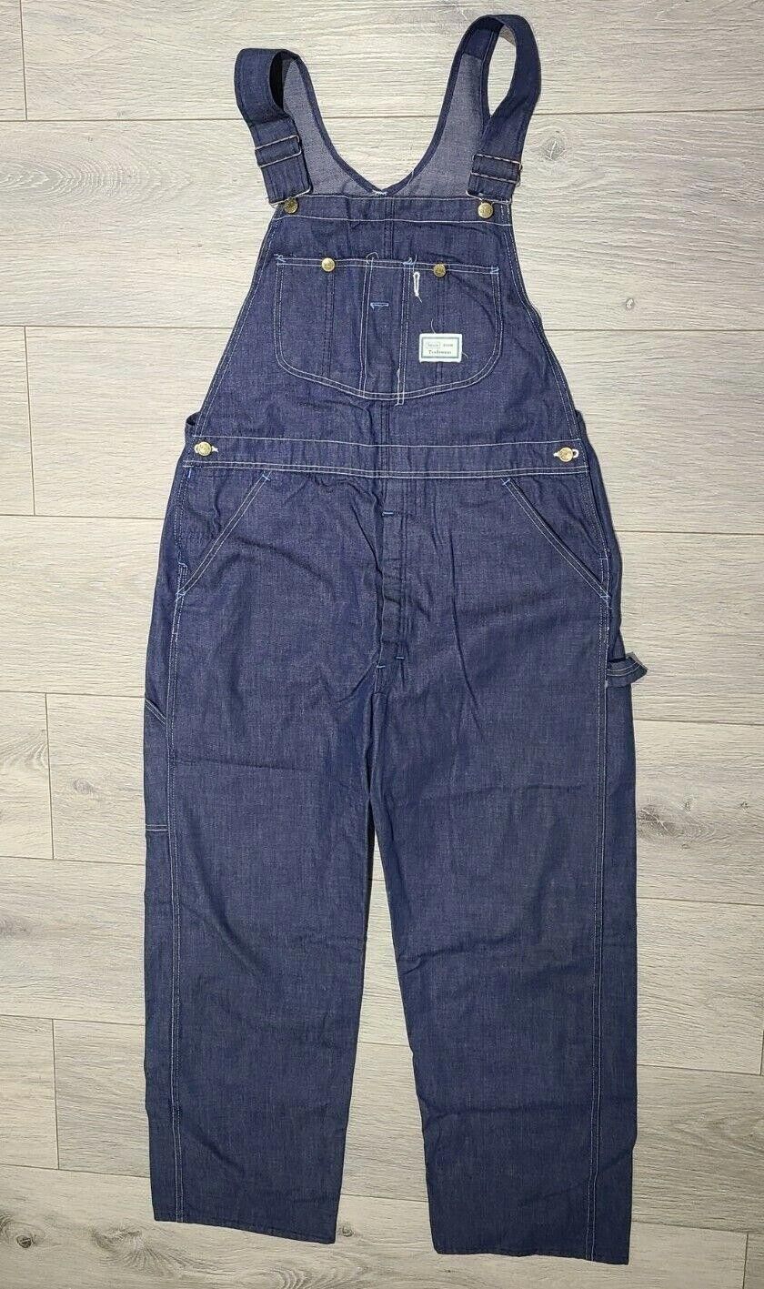 Designer Vintage Sears Overalls Work Pants Dark Bibs 1960's union Size ONE SIZE - 1 Thumbnail