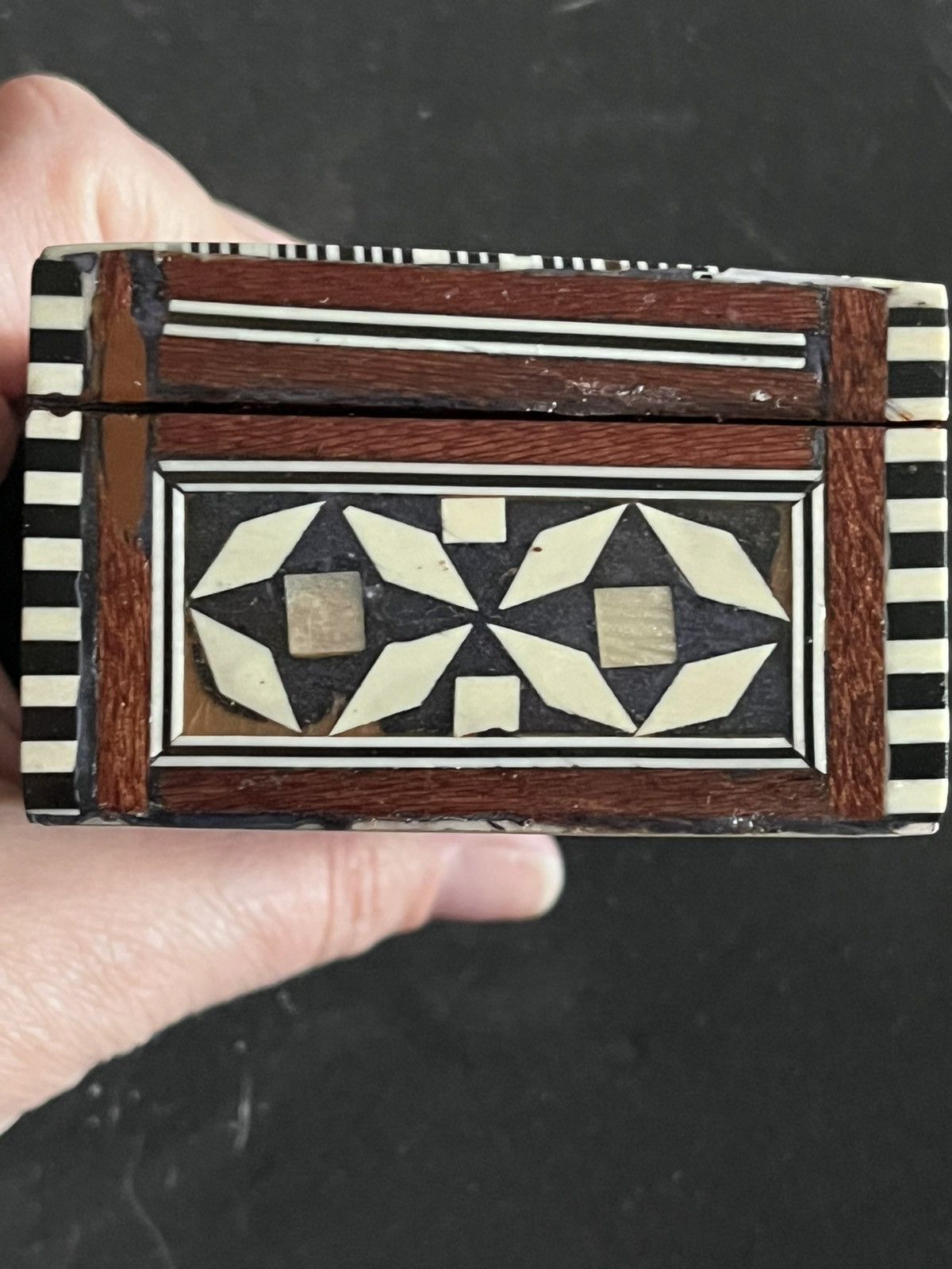 Other Vintage Egyptian Mother of Pearl Micro Mosaic Jewelry Box Size ONE SIZE - 7 Thumbnail
