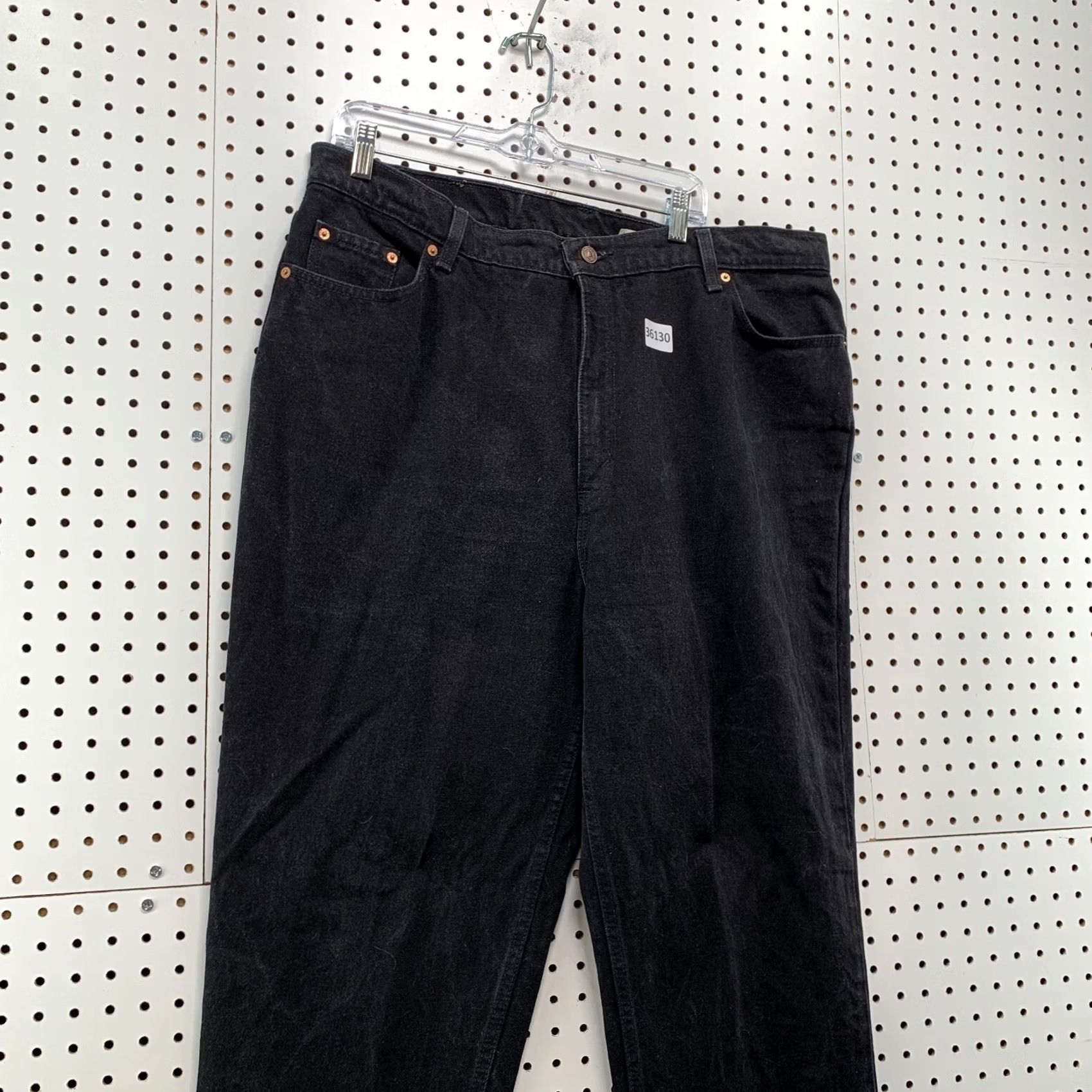 Levi's VINTAGE Levis 522 Black Denim Jeans Womens 22 Tapered Leg FITS 40X32 USA Size 40" / US 18 - 4 Thumbnail