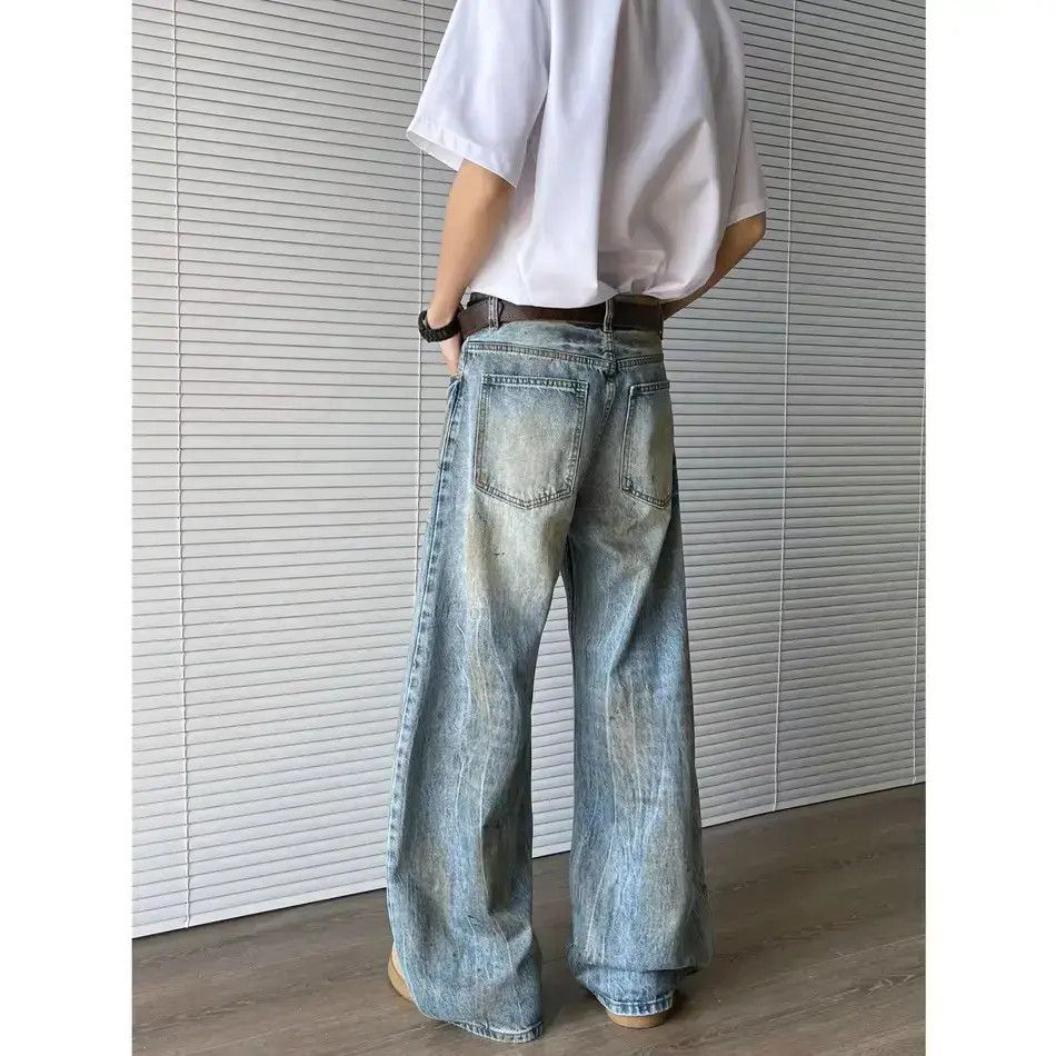 Japanese Brand Retro loose straight leg ripped jeans Size US 32 / EU 48 - 4 Thumbnail