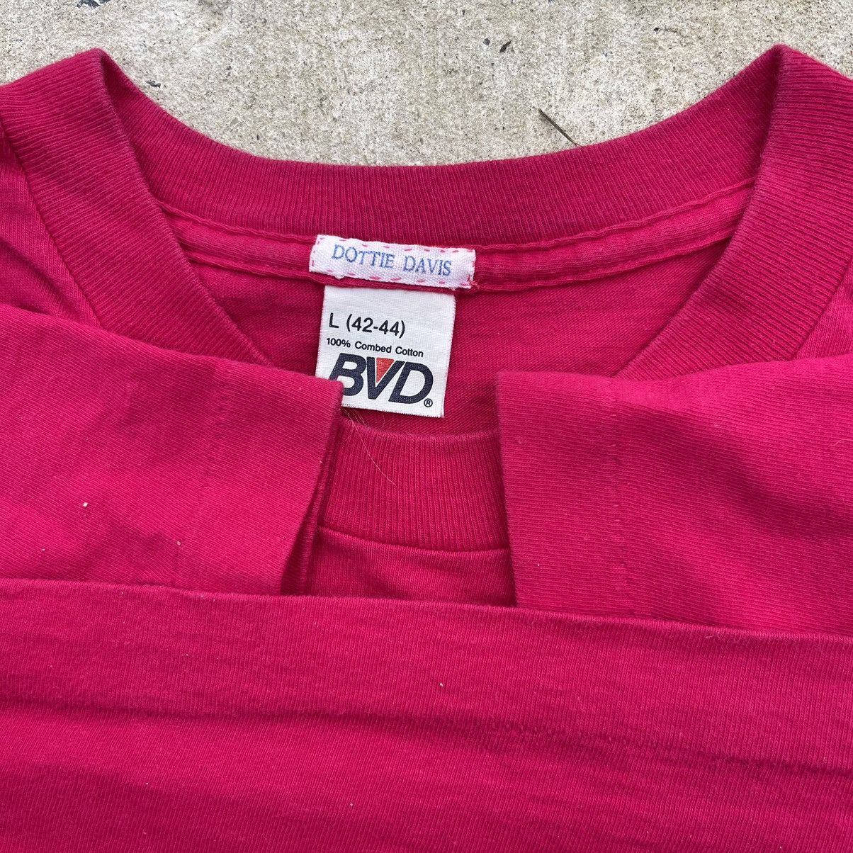 Vintage Vintage 90s Blank Pink BVD Single Stitch Pocket Shirt Size L / US 10 / IT 46 - 3 Thumbnail