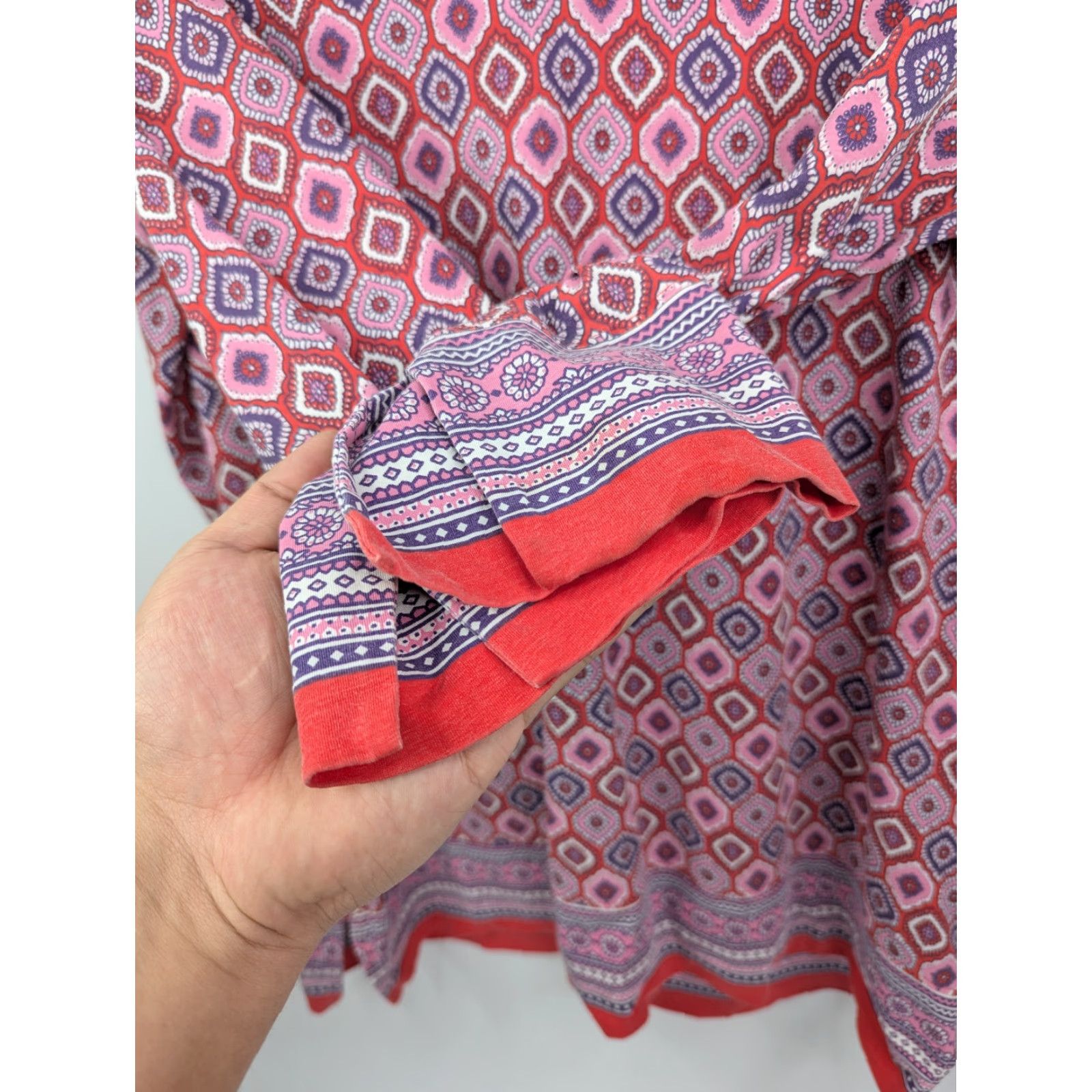 Vintage Coolibar Womens Tunic Large Red Coral Geometric Stretch V Neck UPF 50 Beach Size XL / US 12-14 / IT 48-50 - 3 Thumbnail