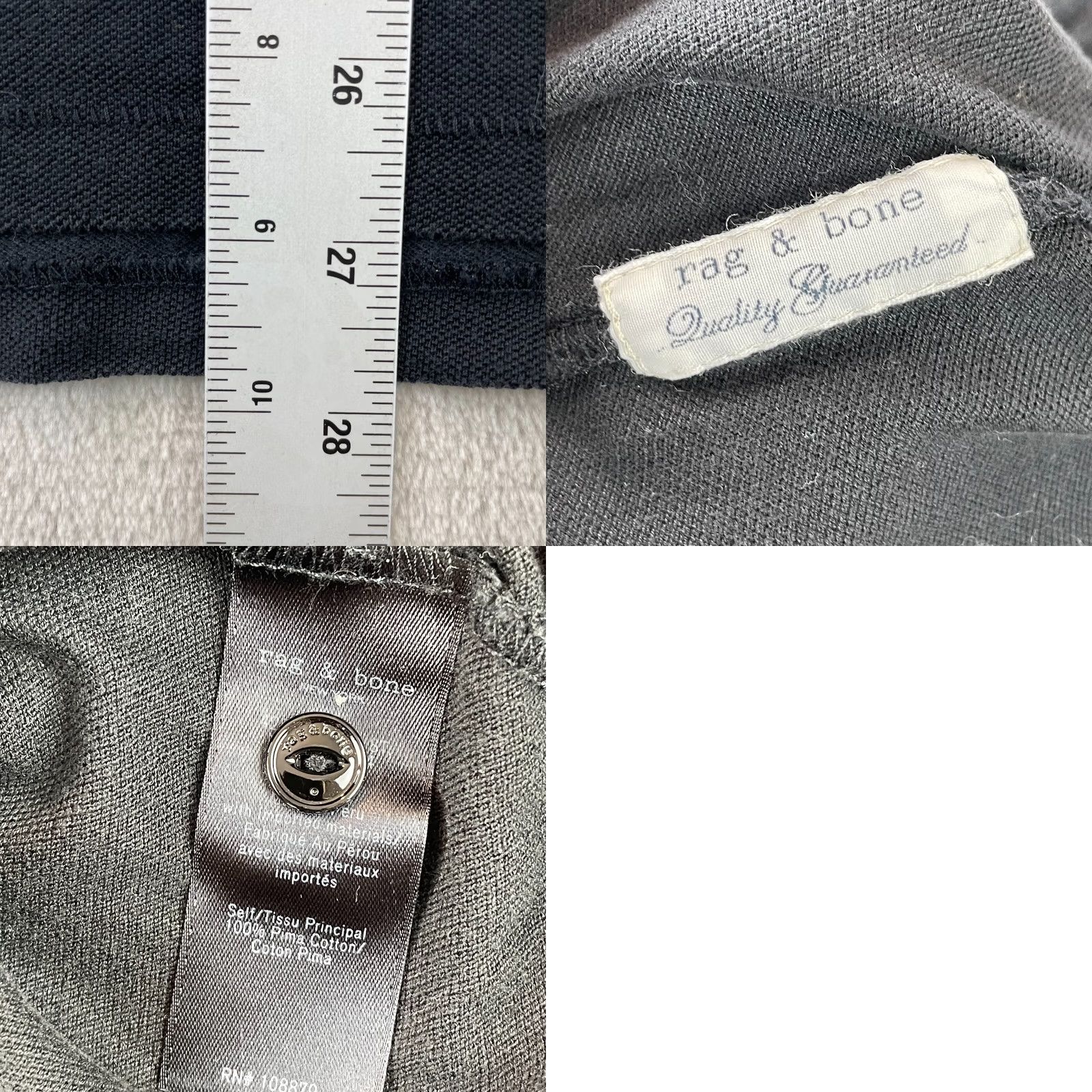 Rag & Bone Rag & Bone Polo Shirt Mens XL Black Peruvian Pima Cotton Short Sleeve Designer Shirt Size US XL / EU 56 / 4 - 8 Thumbnail
