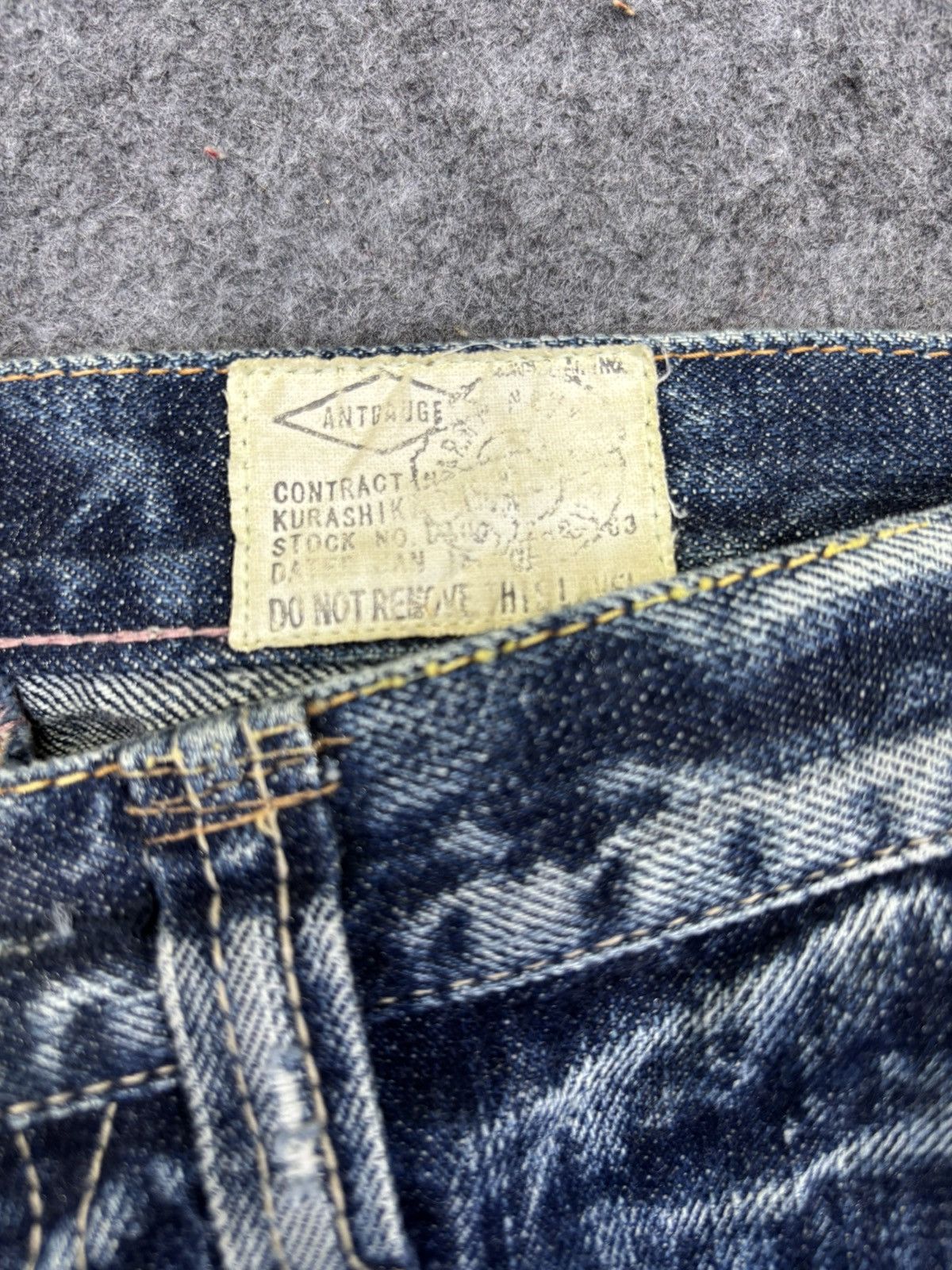 Japanese Brand 💥Double Waist💥Antgauge Rare Fades Distressed Denim F799 Size 29" - 7 Thumbnail