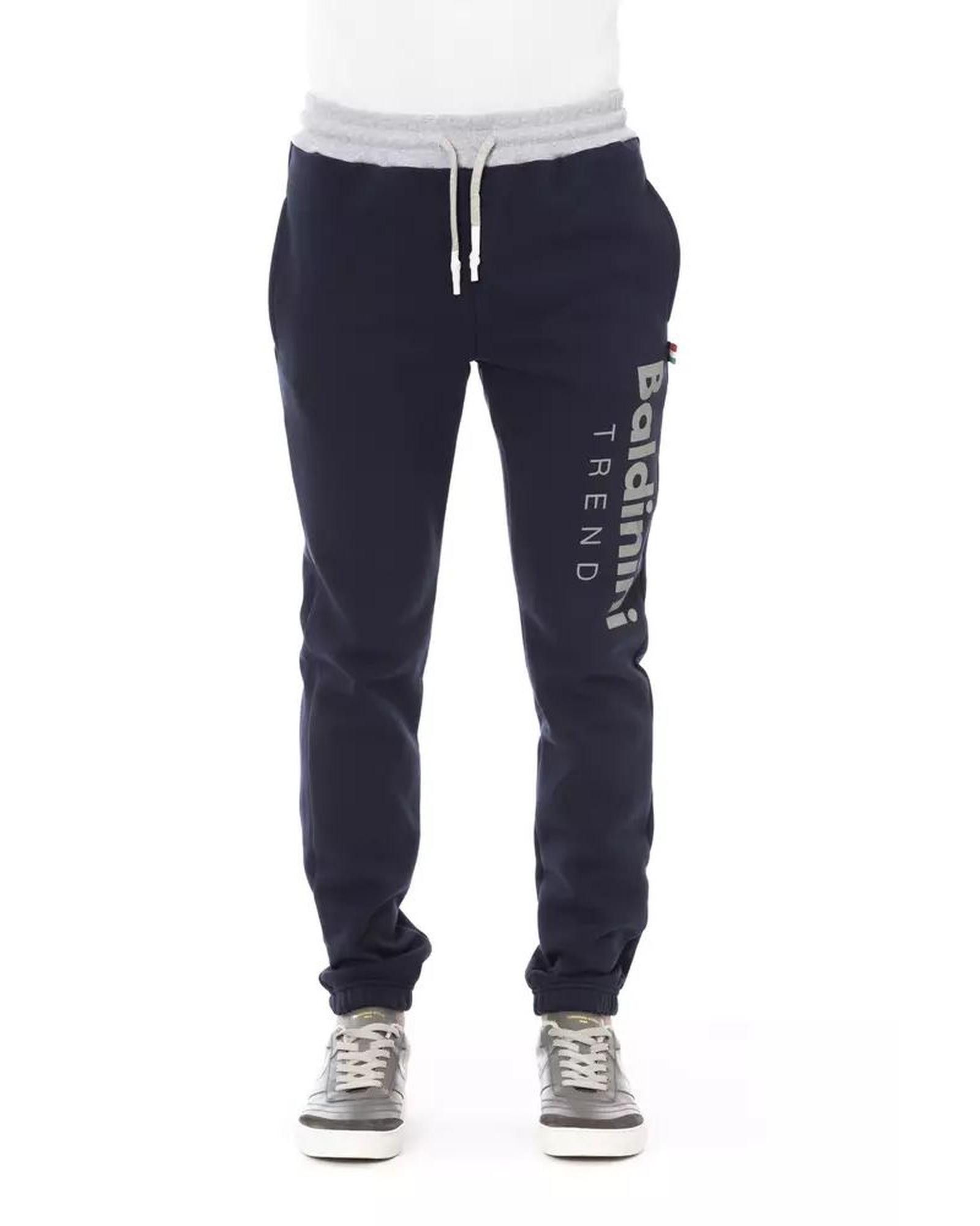 image of Baldinini Fleece Sport Pants With Tricolor Insert in Blue, Men's (Size 32)