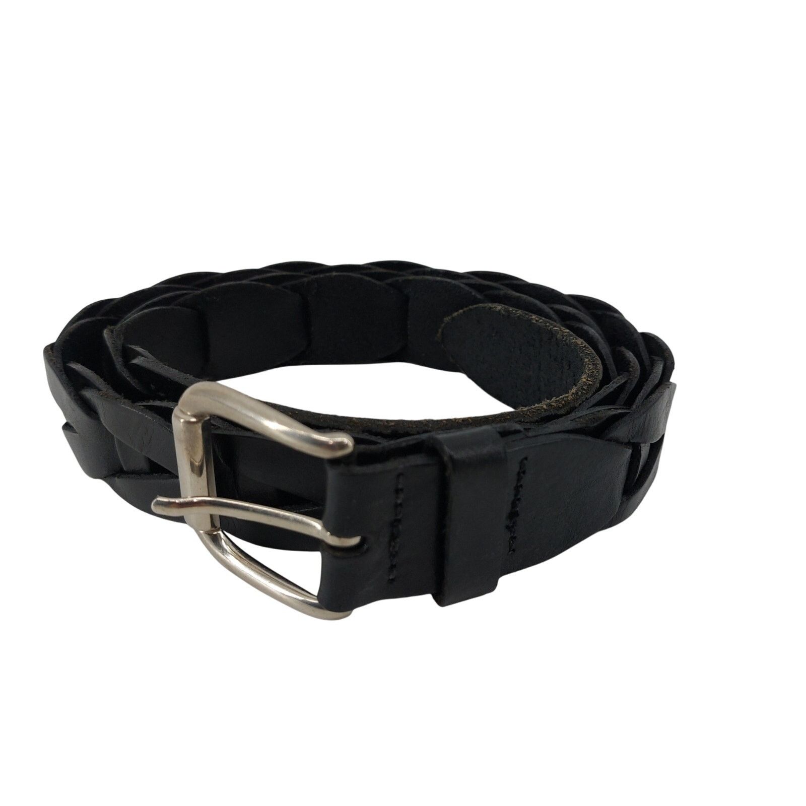 Other Womens Black Leather Chain Link Top Grain Leather Belt Sz 34 Size ONE SIZE - 1 Thumbnail