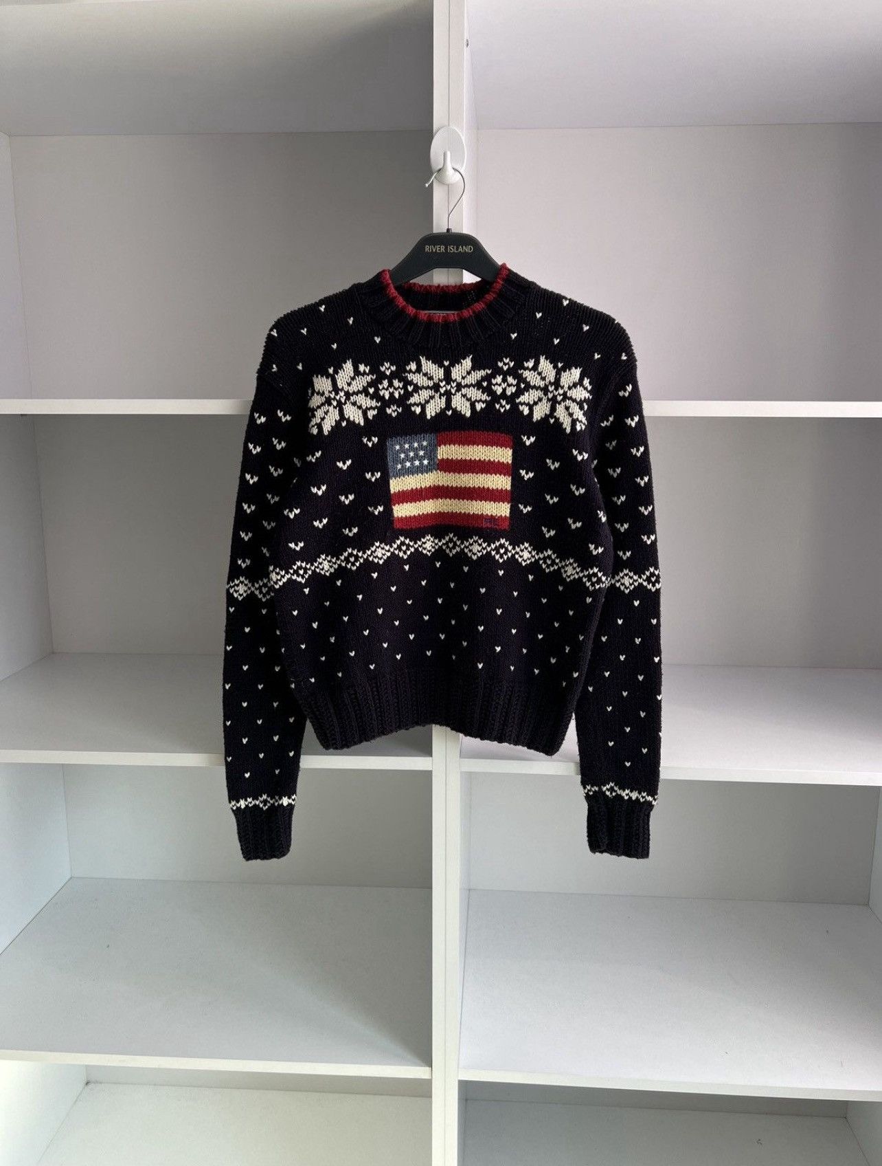 Vintage Polo Sport Sweater Women’s Navy American Flag