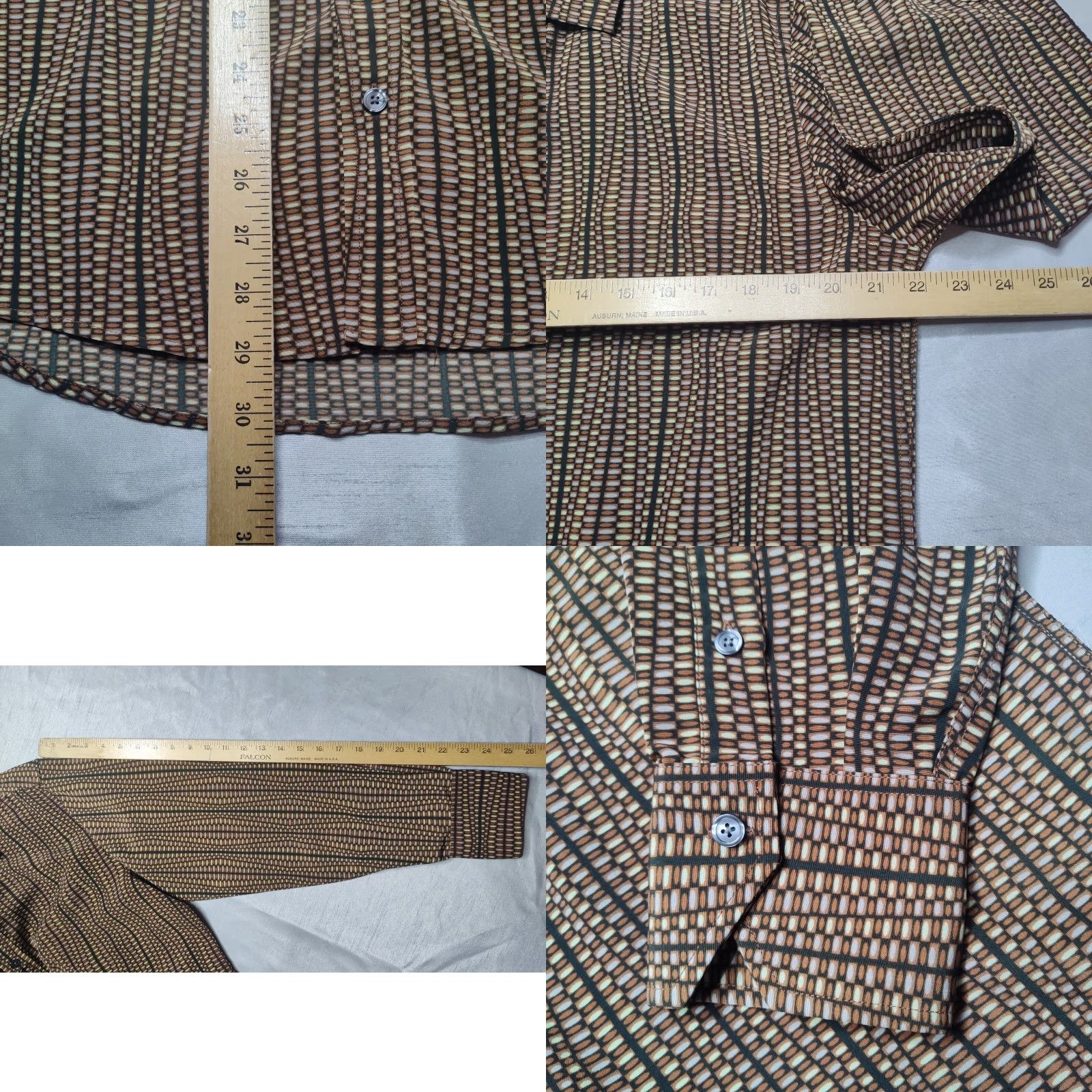 Kenneth Cole KENNETH COLE Men Medium Basket Weave Print Polyester Button-Up Shirt EUC Size US M / EU 48-50 / 2 - 8 Thumbnail