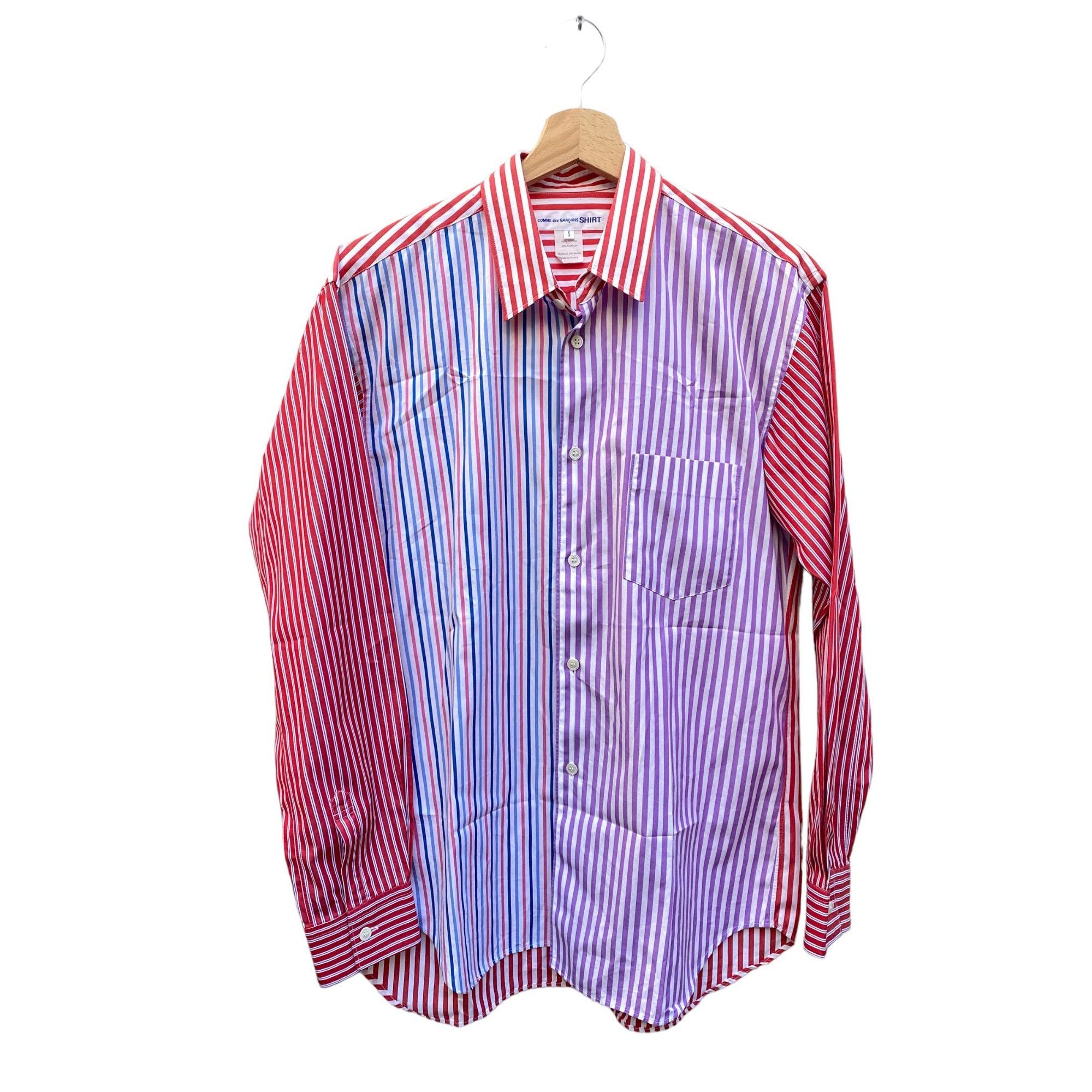 image of Comme Des Garcons Patchwork Striped Shirt, Men's (Size Small)