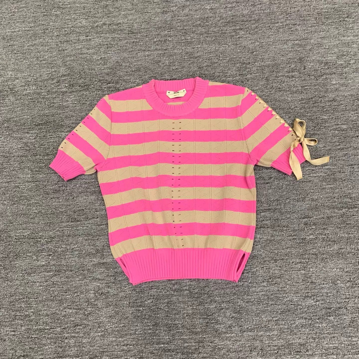 Fendi Fendi Bow Striped Knit Short Sleeve 36 95 New Size XS / US 0-2 / IT 36-38 - 1 Thumbnail