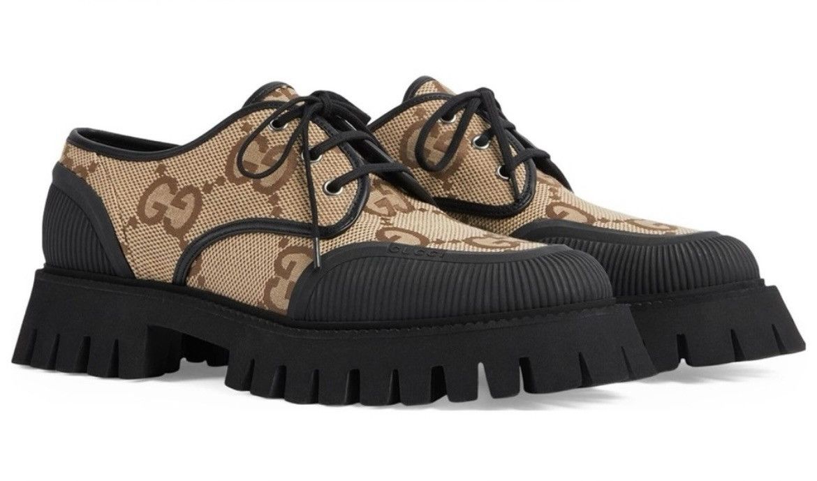 Gucci Gucci Monogram Jumbo GG Soft Calfskin Lug Sole Derby Loafers Size US 12 / EU 45 - 1 Thumbnail