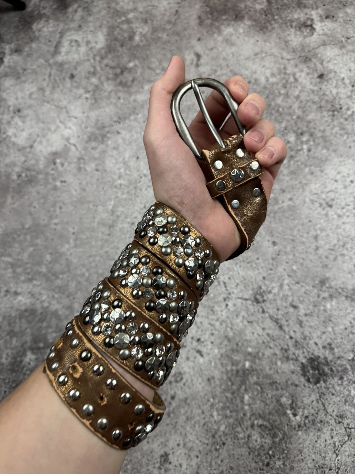 Japanese Brand 00’s NUMBER NINE STYLE STUDDED PUNK STAR Y2K BELT VINTAGE Size ONE SIZE - 1 Thumbnail
