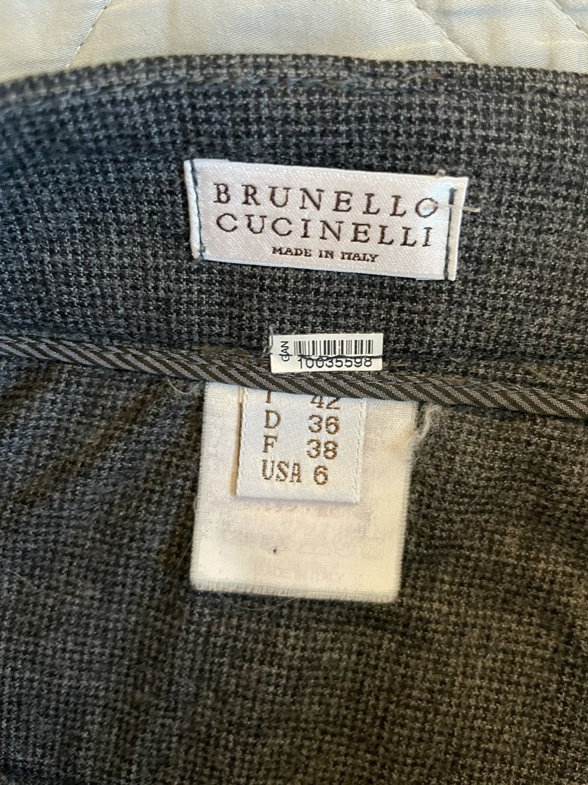 Brunello Cucinelli Monili Trim Micro Check Wool Ankle Pant Size 28" / US 6 / IT 42 - 3 Thumbnail