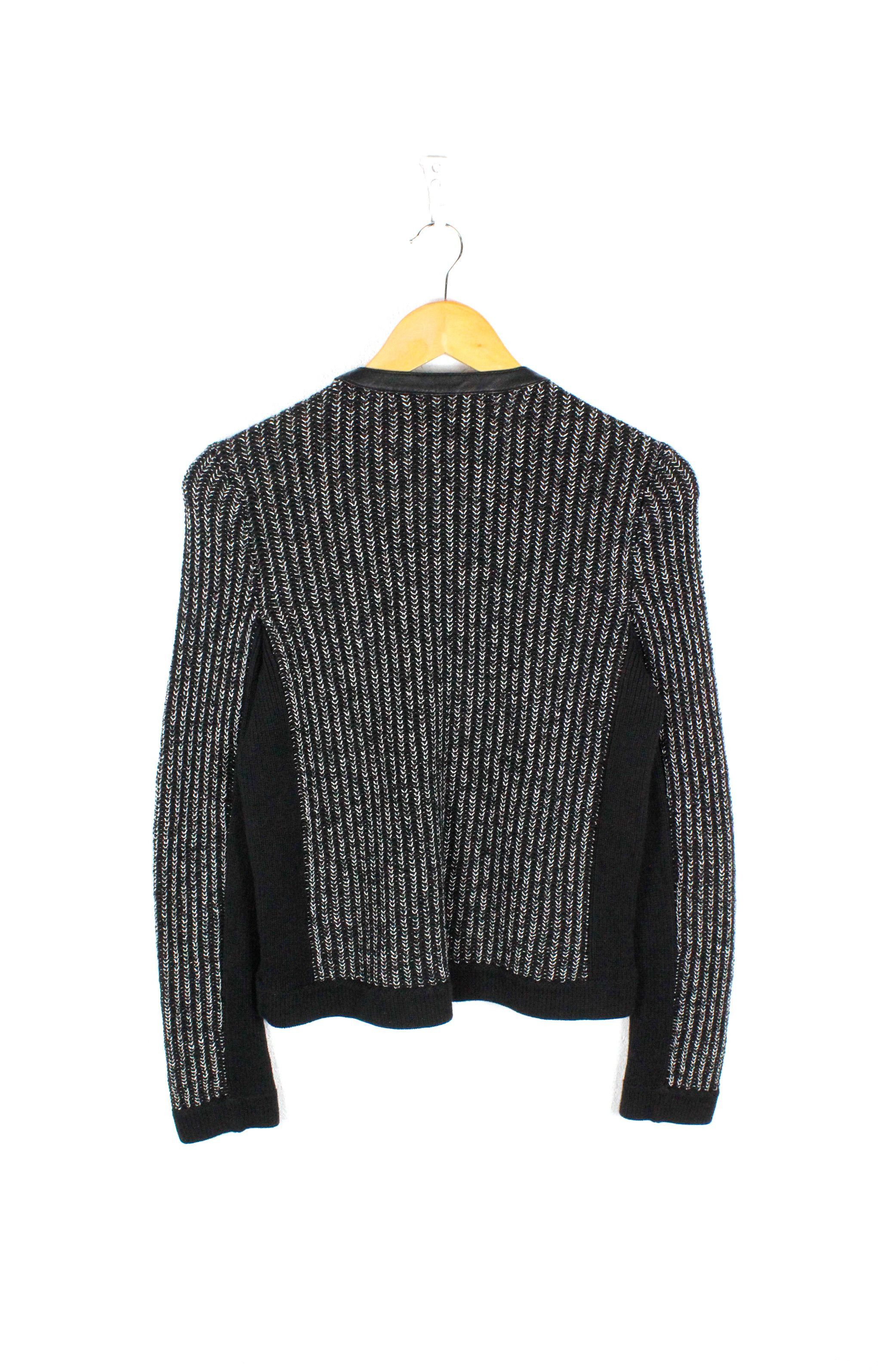 Rag & Bone Rag & Bone Paula Tweed Silver Leather Trim Zip Jacket Size S / US 4 / IT 40 - 6 Thumbnail
