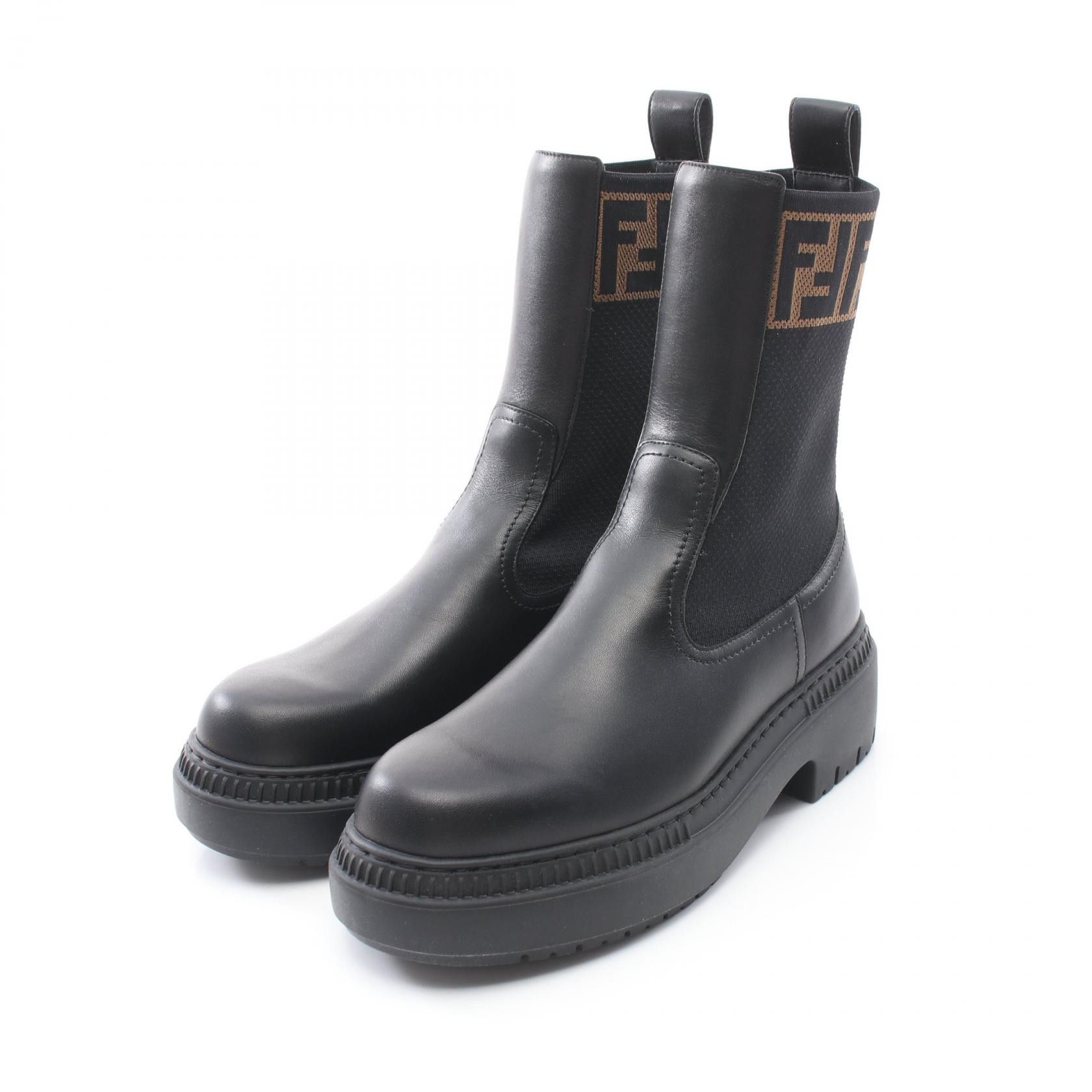 Fendi Fendi Domino Leather Boots Leather Shoes 8T8457 in Black, Women's