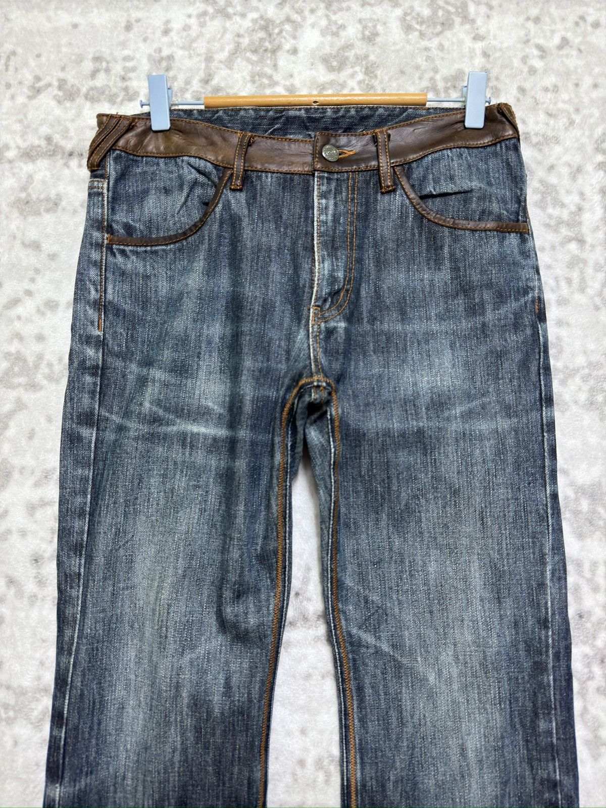 Hysteric Glamour Vintage Y2k Men’s Bigi Blue Denim Jeans Leather Waist Detail Size US 30 / EU 46 - 3 Thumbnail