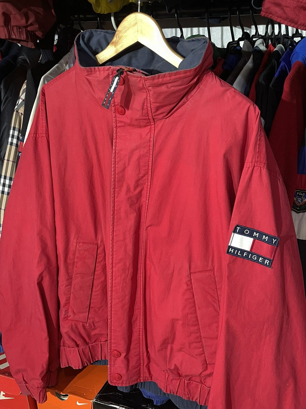 Japanese Brand × Tommy Hilfiger × Vintage Jacket Tommy Hilfiger Big Flag 90’s Vintage Reversible Size US XL / EU 56 / 4 - 16 Thumbnail