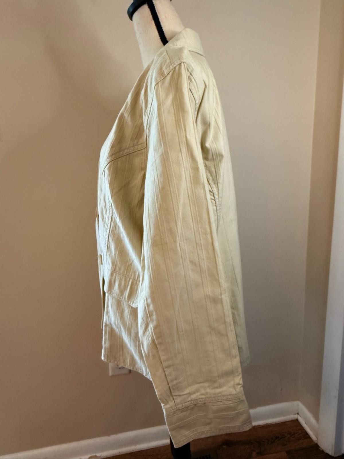 Other Denim & Co. light green boho cotton jacket button front LG Size L / US 10 / IT 46 - 3 Thumbnail