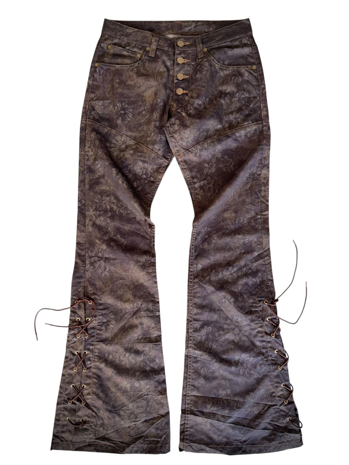 Sick!🔥 Tornado Mart Floral Flare Lace Up Pants