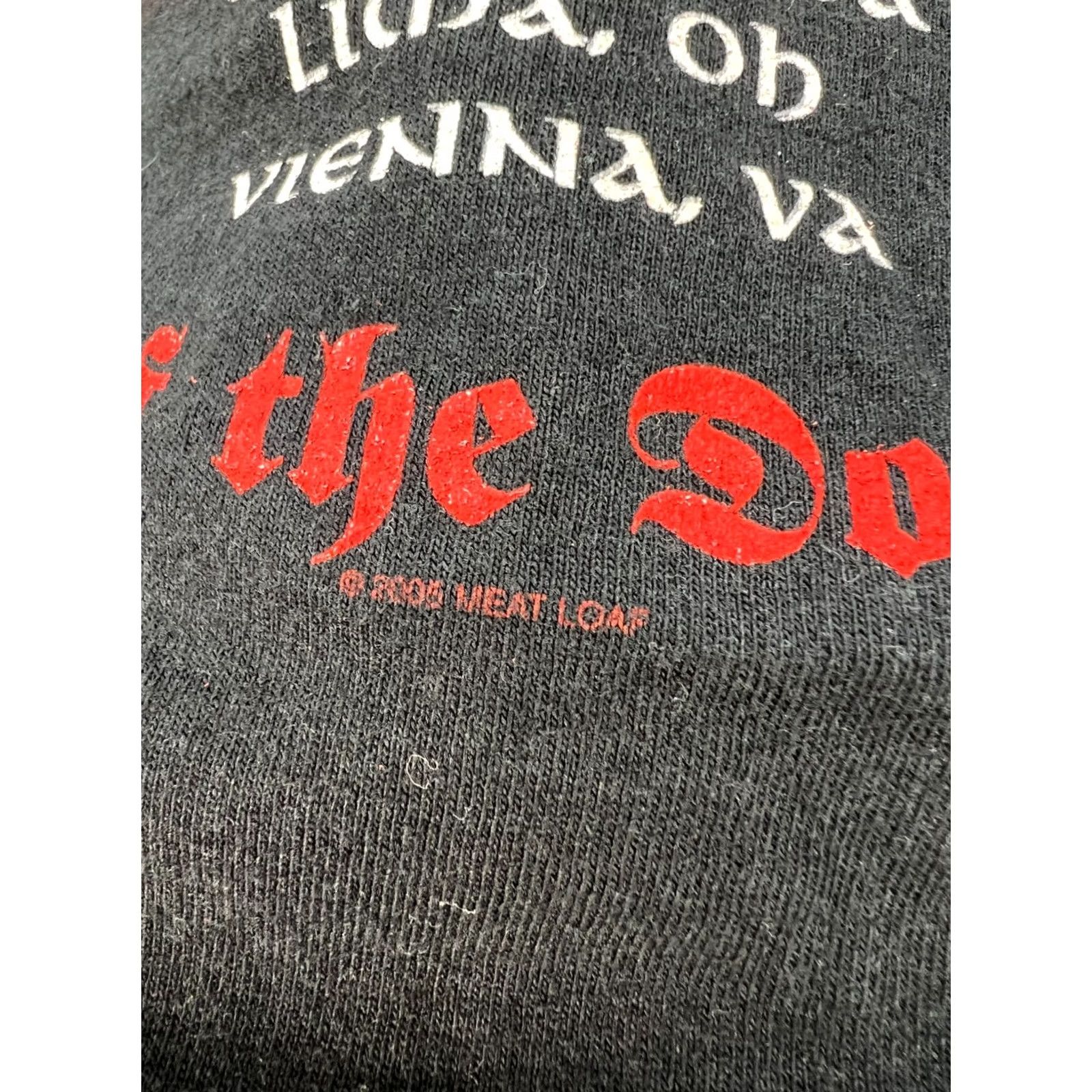 Fruit Of The Loom Meat Loaf 2005 Hair Of The Dog Tour T-Shirt Size XL Vintage Black Graphic Print Short Sleeve Crew Neck Mens XL Shirt Size US XL / EU 56 / 4 - 7 Thumbnail