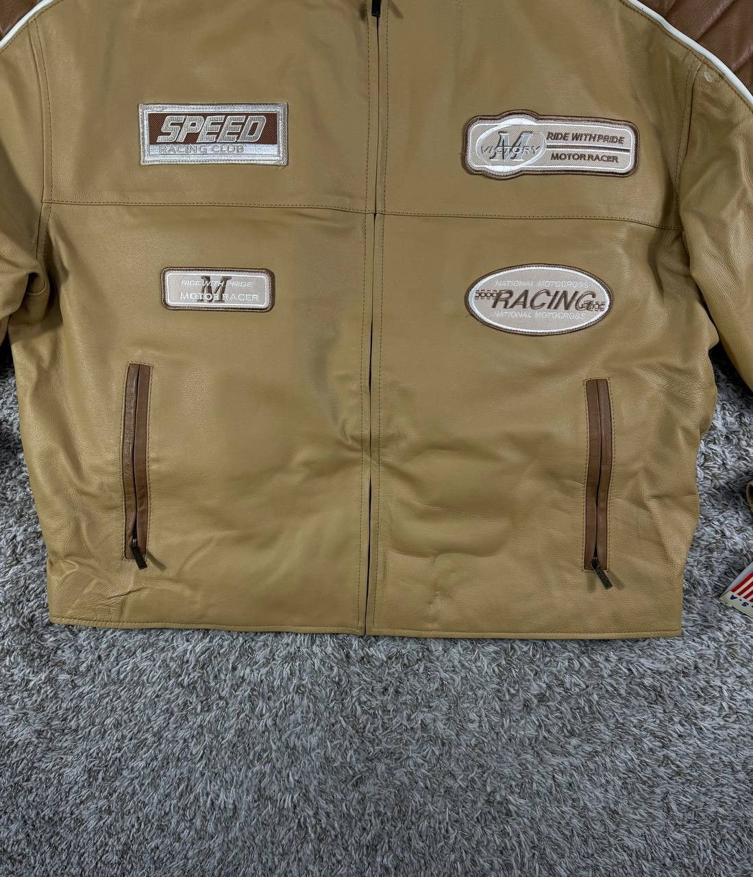 Genuine Leather WILDA Genuine Leather Racing Jacket Moto Biker Patches Size US XXL / EU 58 / 5 - 3 Thumbnail