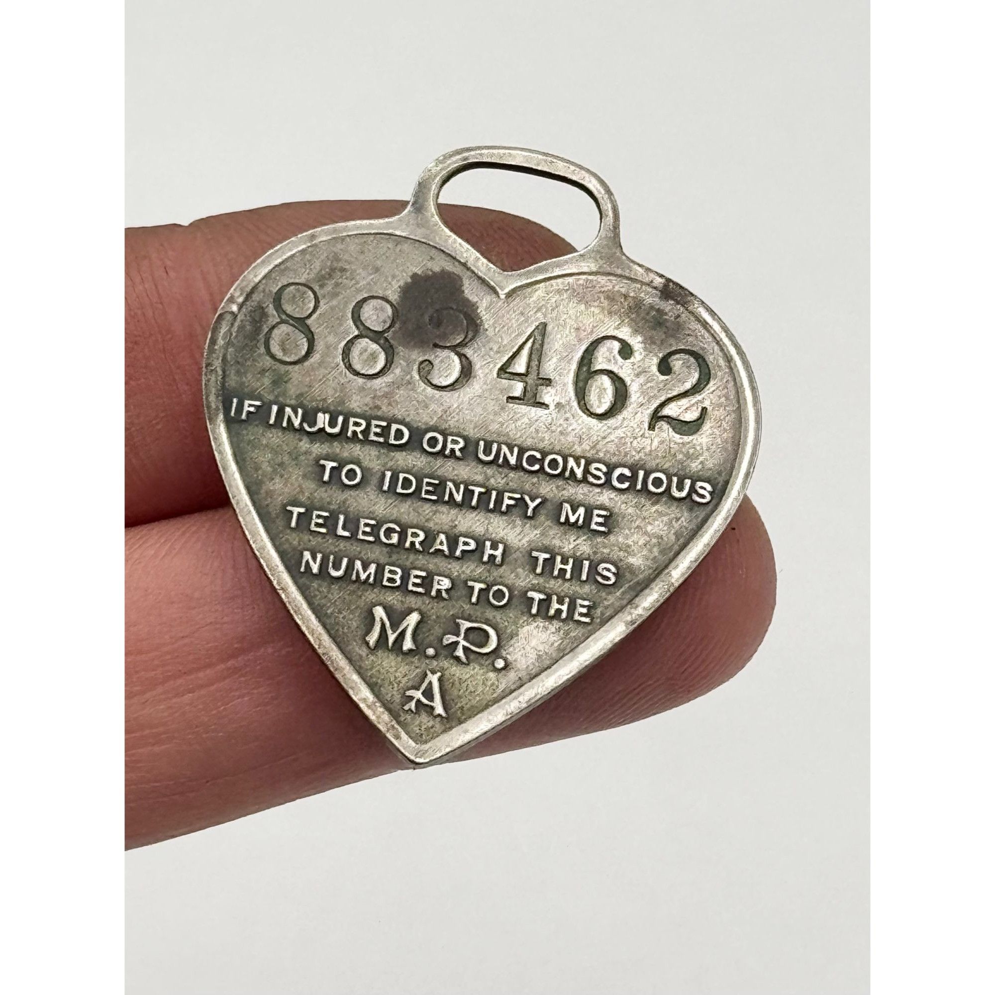 Vintage Antique Massachusetts Protective Insurance ID Key Tag Heart Size ONE SIZE - 4 Thumbnail