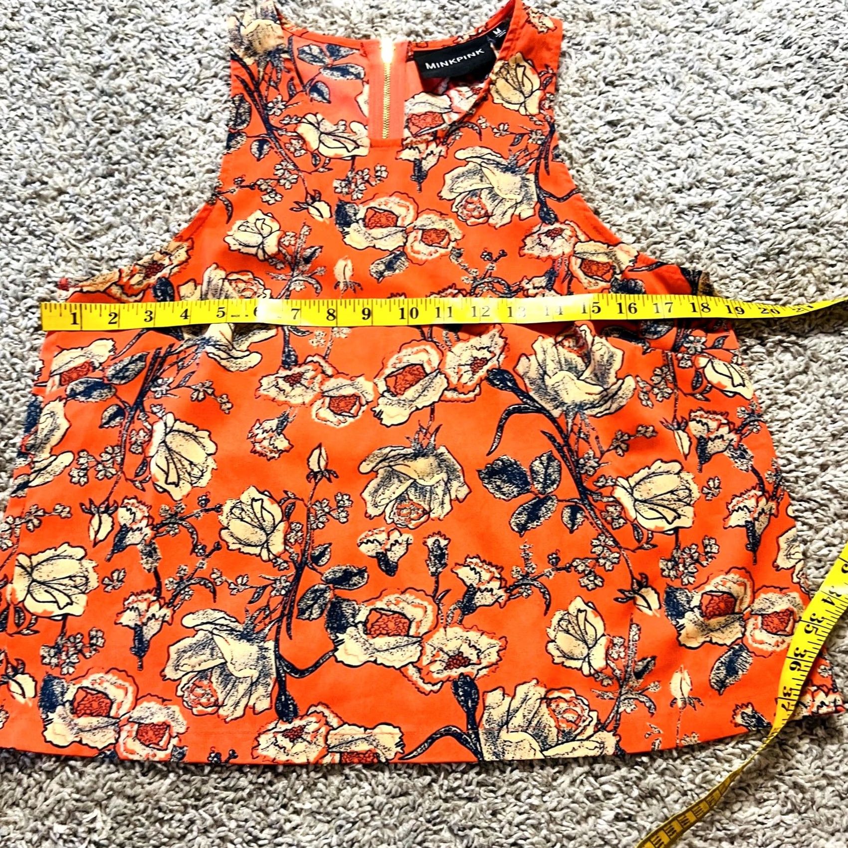 Pinko VINTAGE Mini Pink Floral Print Sleeveless Round Neck Blouse Boho Casual Orange Women's M Size M / US 6-8 / IT 42-44 - 2 Thumbnail