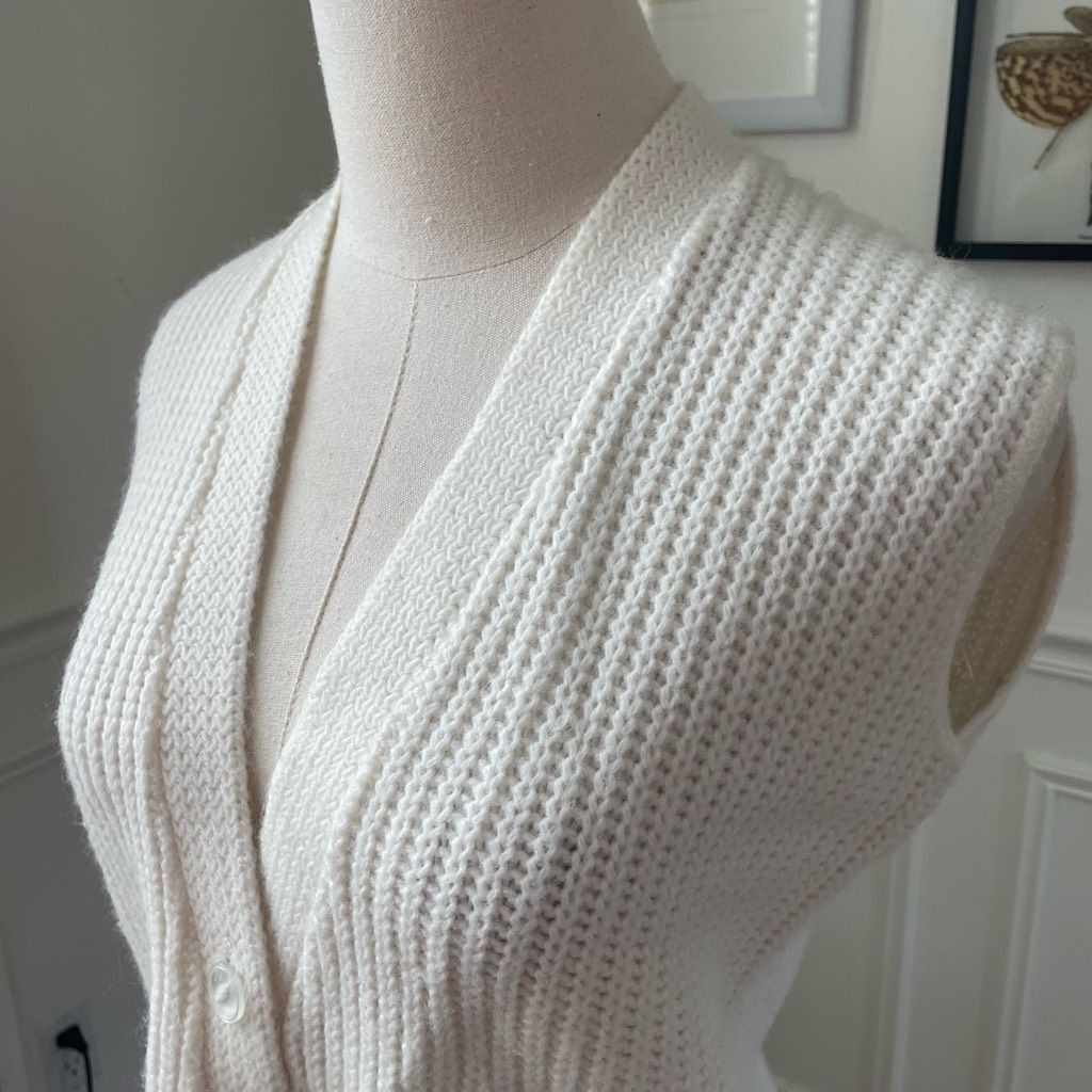 Vintage Vintage 60s Glentex Ivory Wide Ribbed Cropped Sweater Vest S Size S / US 4 / IT 40 - 4 Thumbnail
