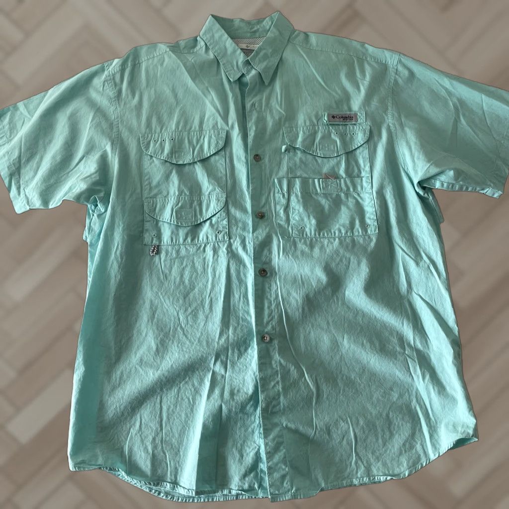Altea Columbia PFG Men's Short Sleeve Button Front Shirt Mint Teal Size Medium Fishing Shirt + Logo Size US M / EU 48-50 / 2 - 1 Thumbnail