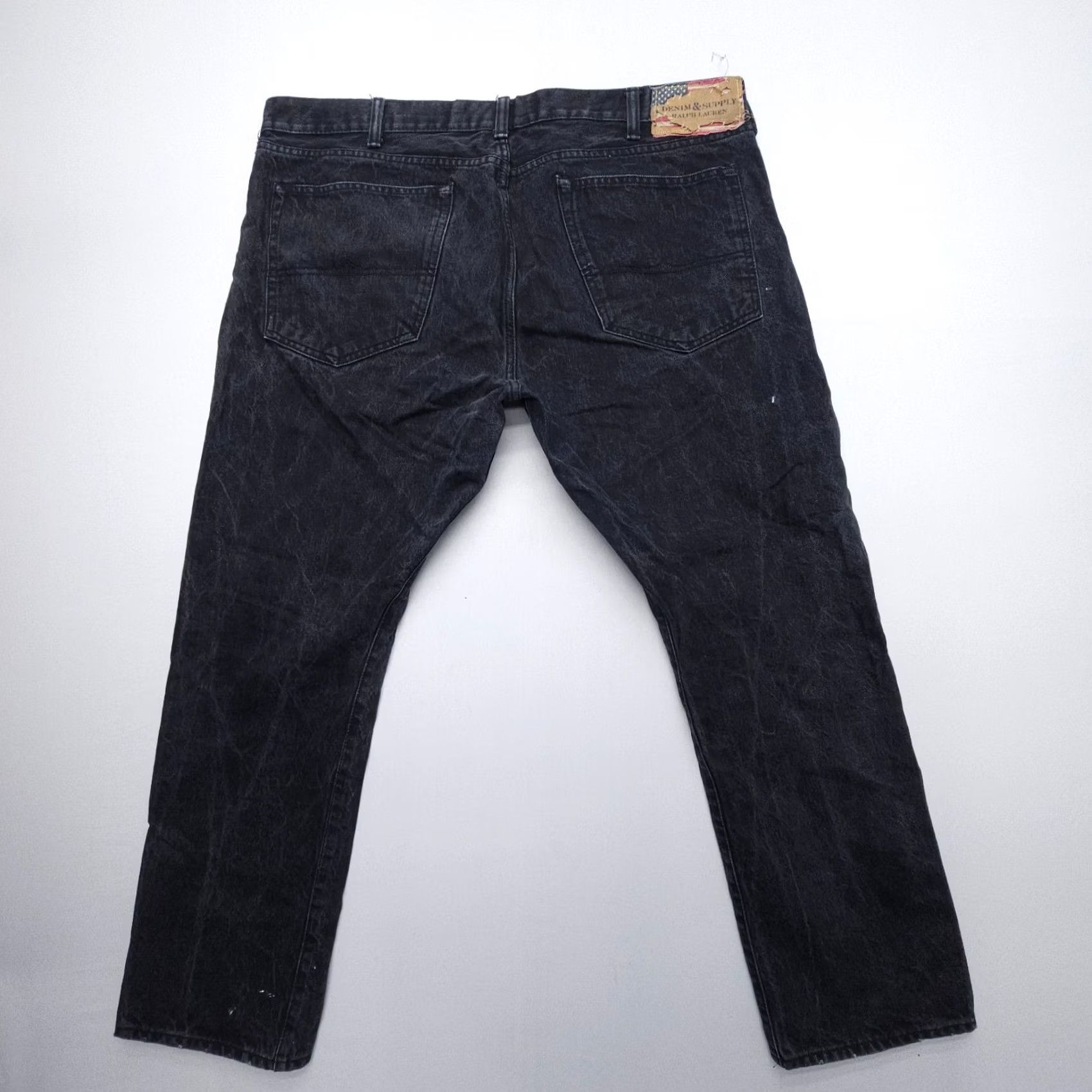 Vintage Denim & Supply Ralph Lauren Mens Jeans Black Slim Fit 42 x 30 USA Flag Cotton Rigid Size US 42 / EU 58 - 3 Thumbnail