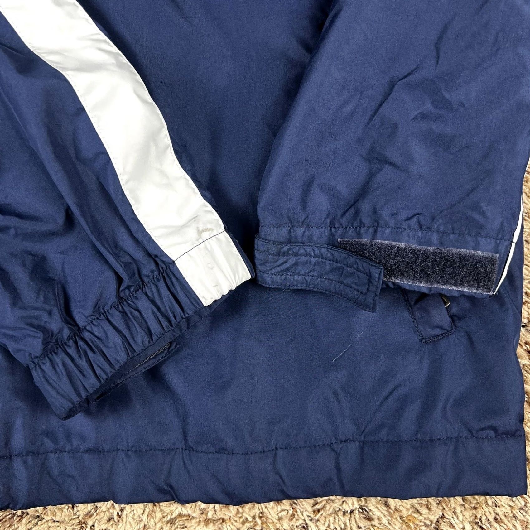 Nike VINTAGE Nike Zip Up Windbreaker Jacket Blue XL White Embroidered Swoosh Logo Mens Jacket Size US XL / EU 56 / 4 - 6 Thumbnail