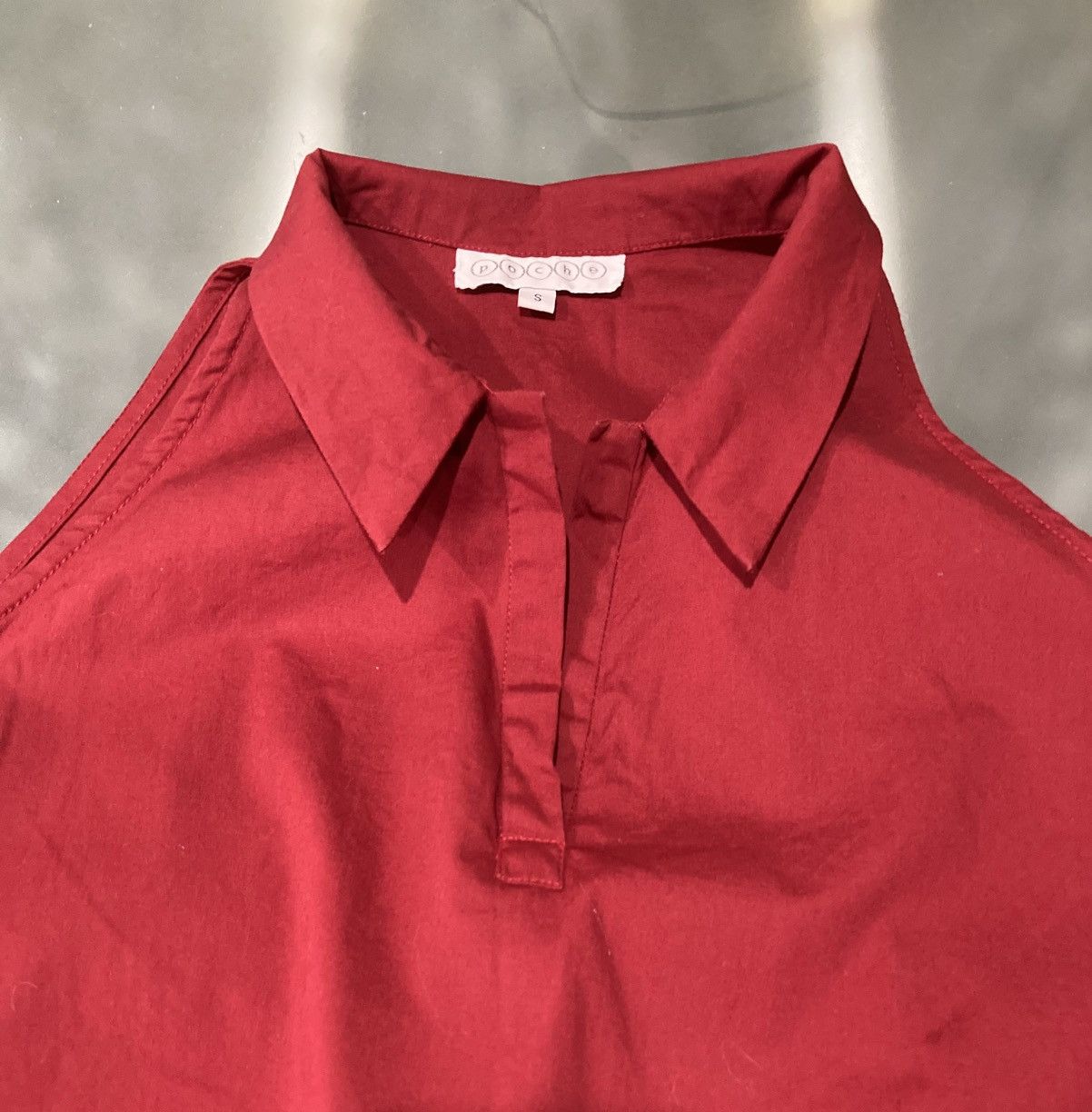 Japanese Brand 2000s Runway Deep Red Sleeveless Collar Top Y2K Size S / US 4 / IT 40 - 8 Thumbnail