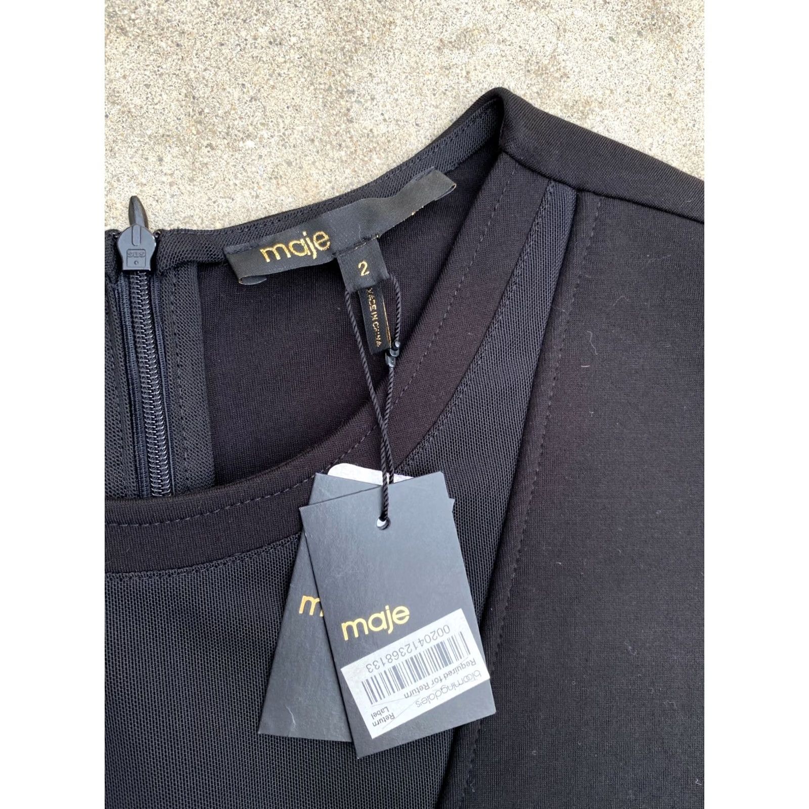Maje MAJE Women's Designer Robe Structure Black Cocktail Dress Size XS / US 0-2 / IT 36-38 - 6 Thumbnail