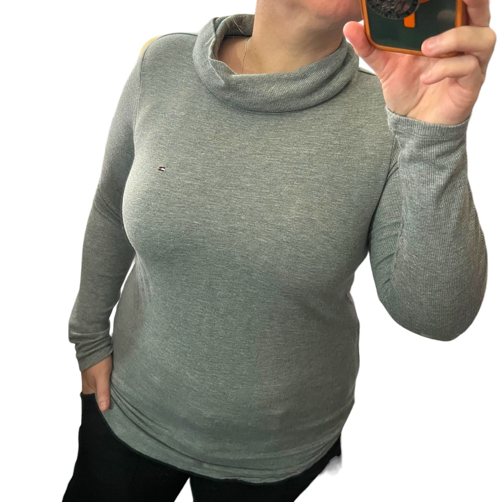 Tommy Hilfiger Ribbed Arm Long Sleeve Pullover Turtleneck Size M / US 6-8 / IT 42-44 - 7 Thumbnail