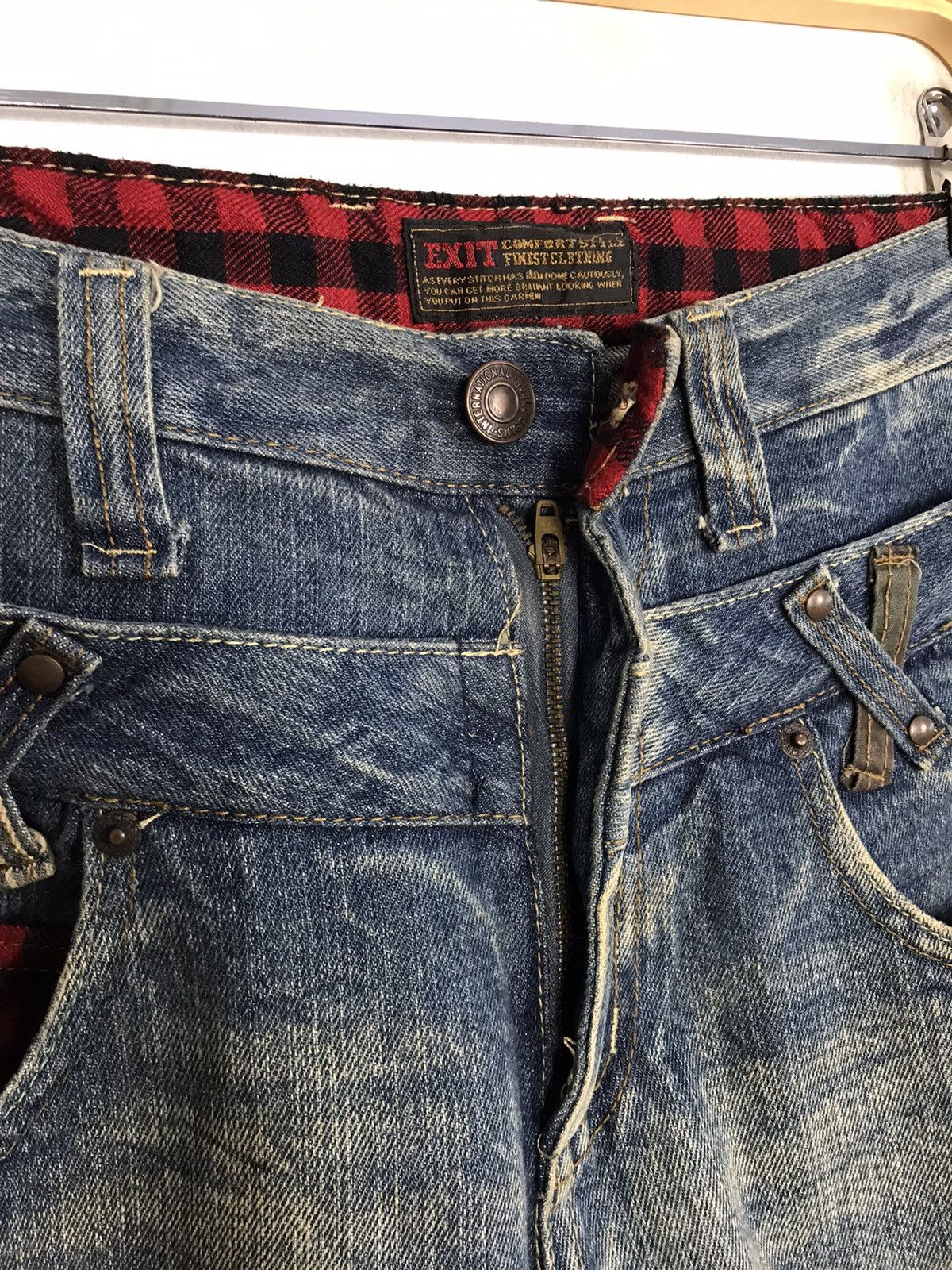 Japanese Brand Exit Zipper Indigo Denim Jeans Pants Double Waist Style Size US 30 / EU 46 - 9 Thumbnail
