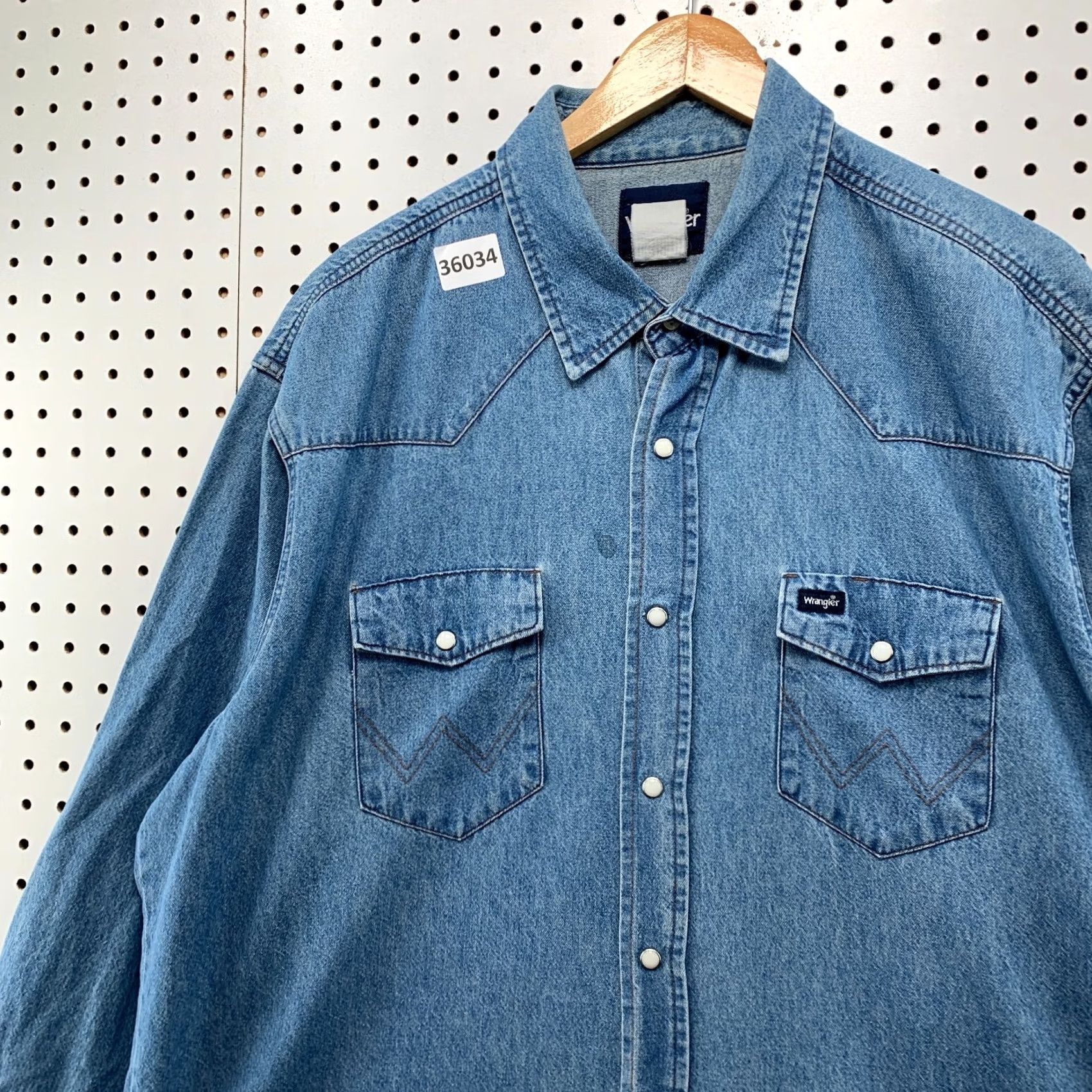 Wrangler VINTAGE Wrangler Denim Pearl Snap Shirt Mens 2XL Western Long Sleeve Blue 28x33 Button-Up Wrangler Wrancher Mens Size US XXL / EU 58 / 5 - 7 Thumbnail