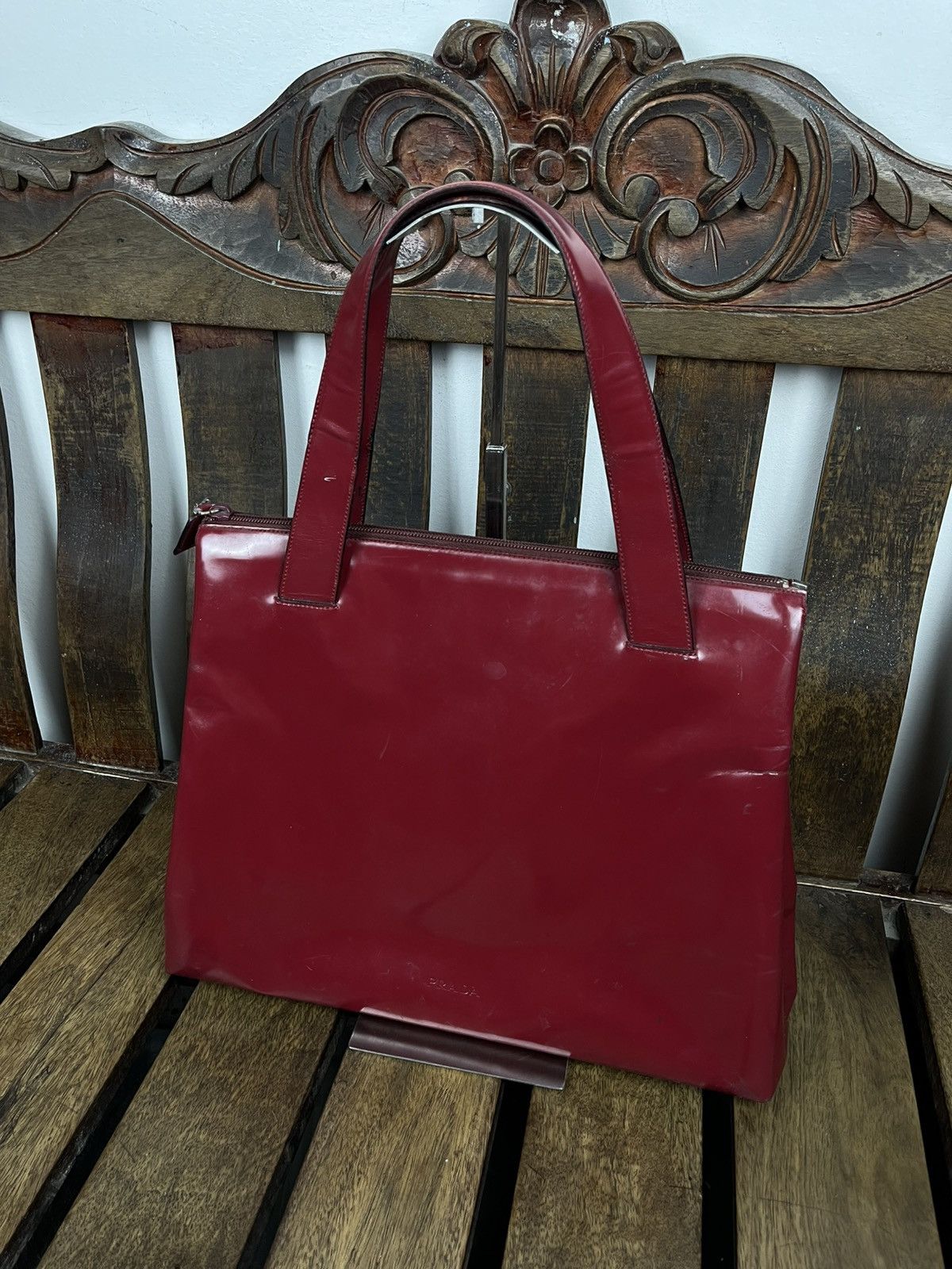 Prada Prada Fall/Winter 1998 Burgundy Patent top handle bag Size ONE SIZE - 6 Thumbnail