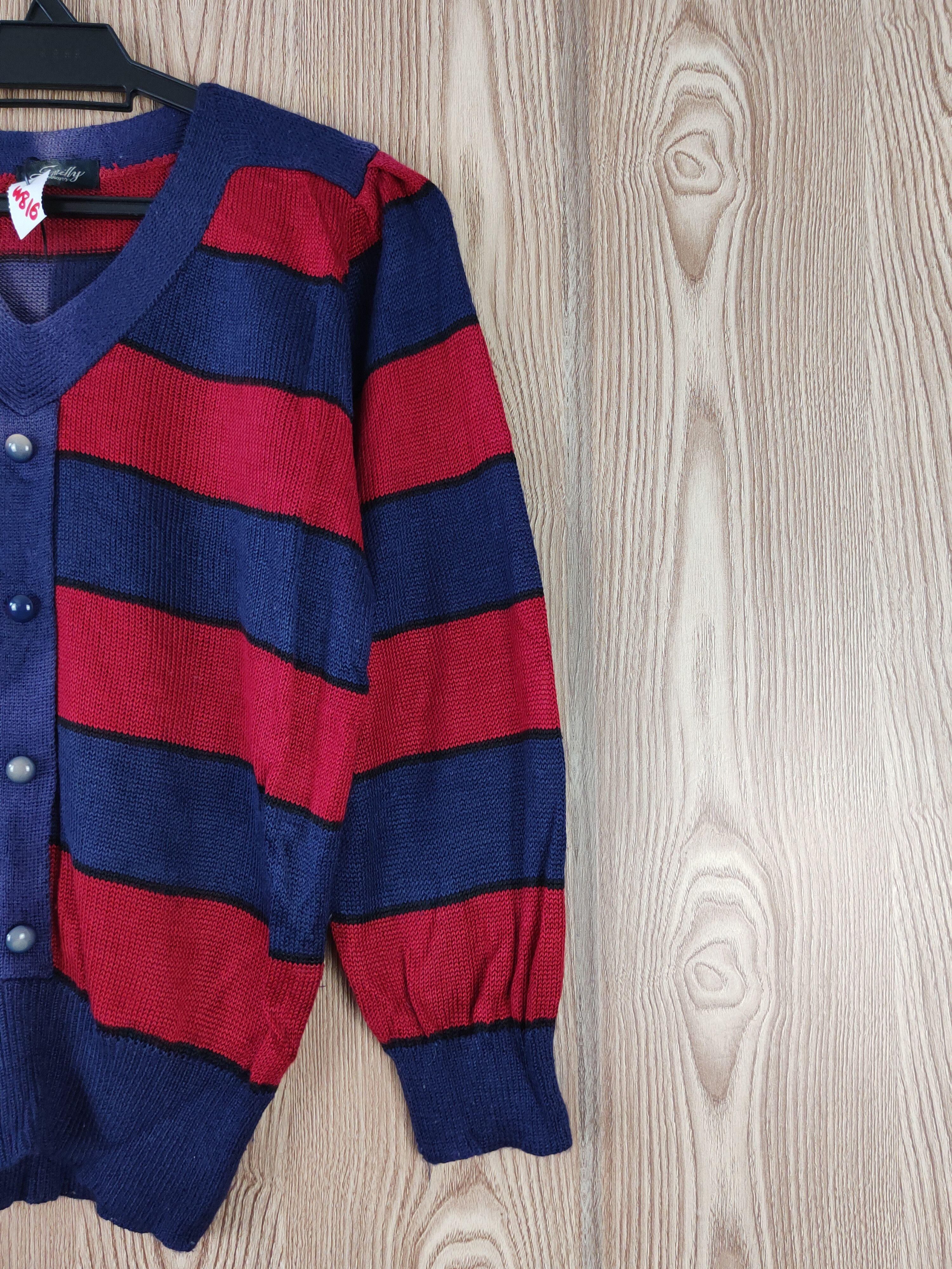 Homespun Knitwear × Solid and Striped × Vintage Smilly Navy Red Stripe Knitwear cardigan like cobain #W816 Size M / US 6-8 / IT 42-44 - 5 Thumbnail