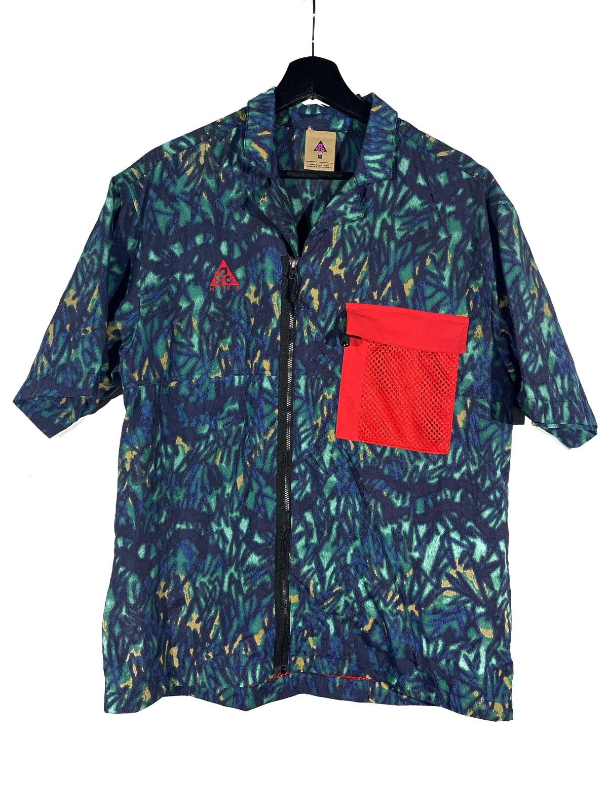 ACG Zip Outdoor Shirt Big Logo Abstract Print Size M-L