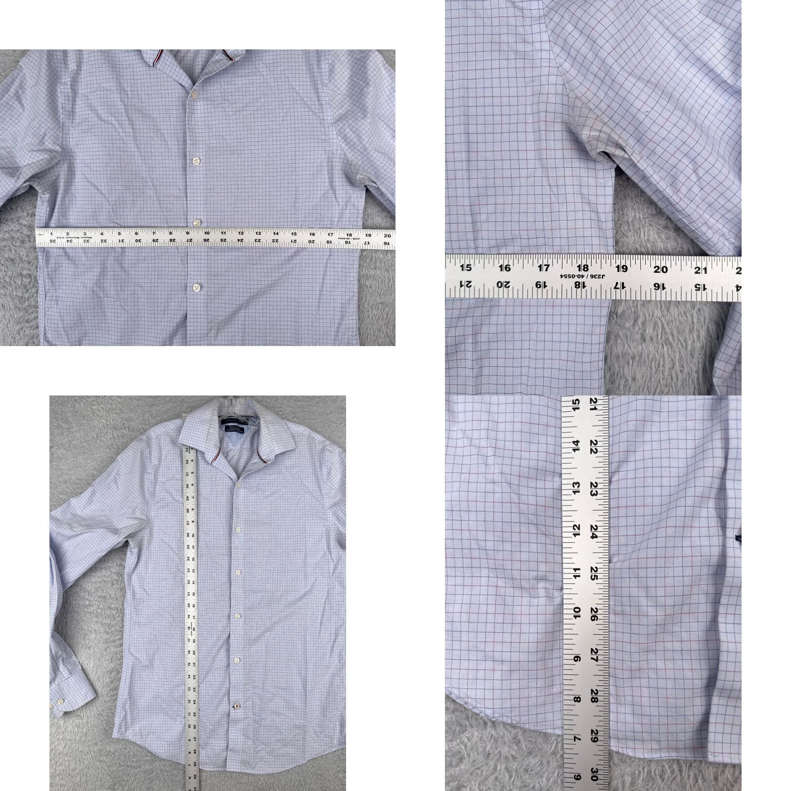 Tommy Hilfiger Tommy Hilfiger Shirt Men 15 Blue Plaid Long Sleeve Slim Fit Button-Up Casual Size US M / EU 48-50 / 2 - 8 Thumbnail