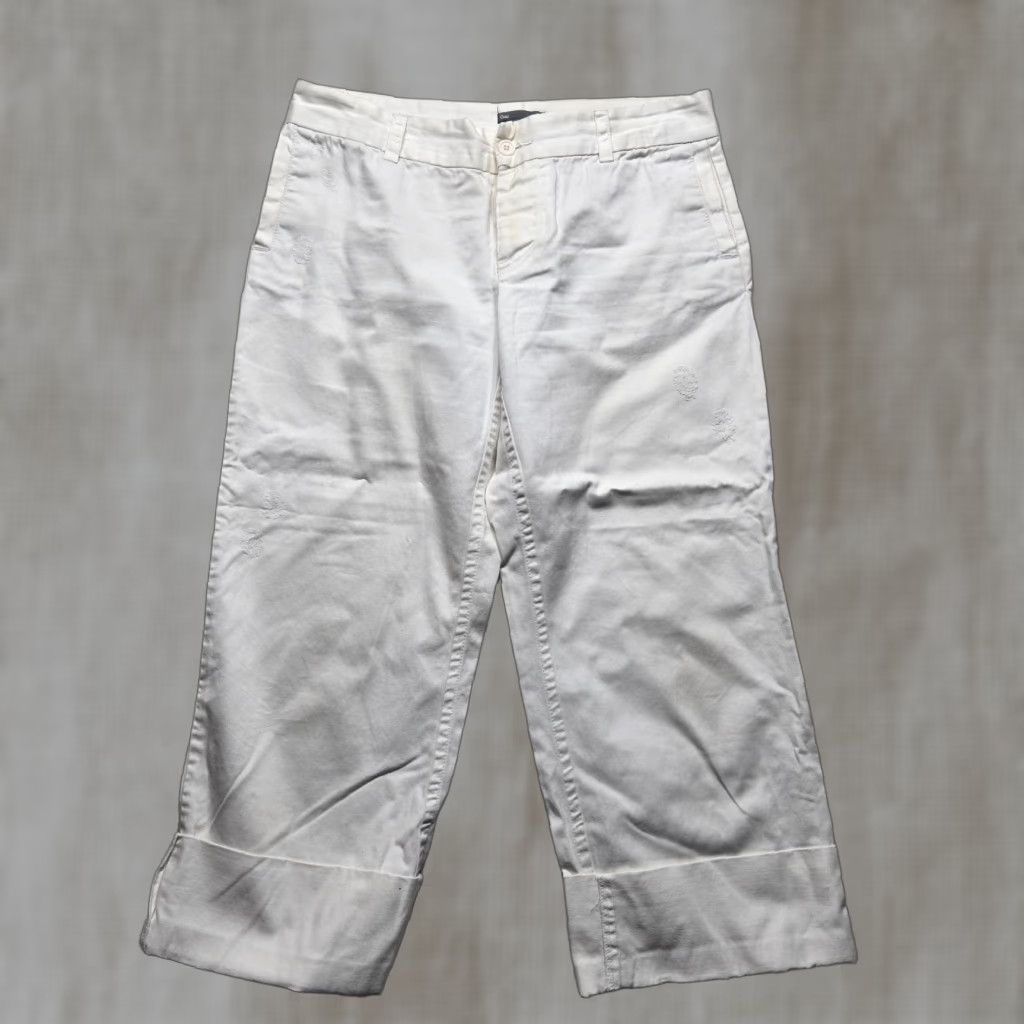 Gap Gap Pants Women Cropped Solid White Capri Flat Front Cotton Knit - Size 6, Casual, Regular Fit, Spring Summer Fall, White, 6 Mens Womens Girls Boys Size 28" / US 6 / IT 42 - 1 Thumbnail