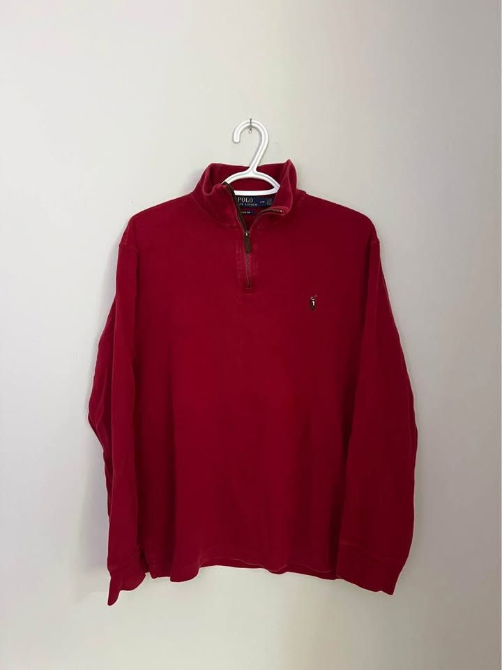 Polo Ralph Lauren Vintage Polo Ralph Lauren 1/4 Zip French Cherry Red Sweater Size US M / EU 48-50 / 2 - 1 Thumbnail