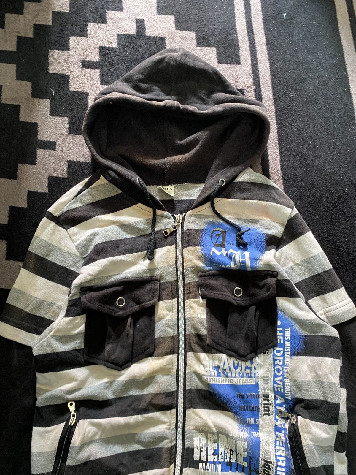 If Six Was Nine × Japanese Brand × Le Grande Bleu (L.G.B.) Vintage eden punk striped pocket hoodie Size US S / EU 44-46 / 1 - 3 Thumbnail