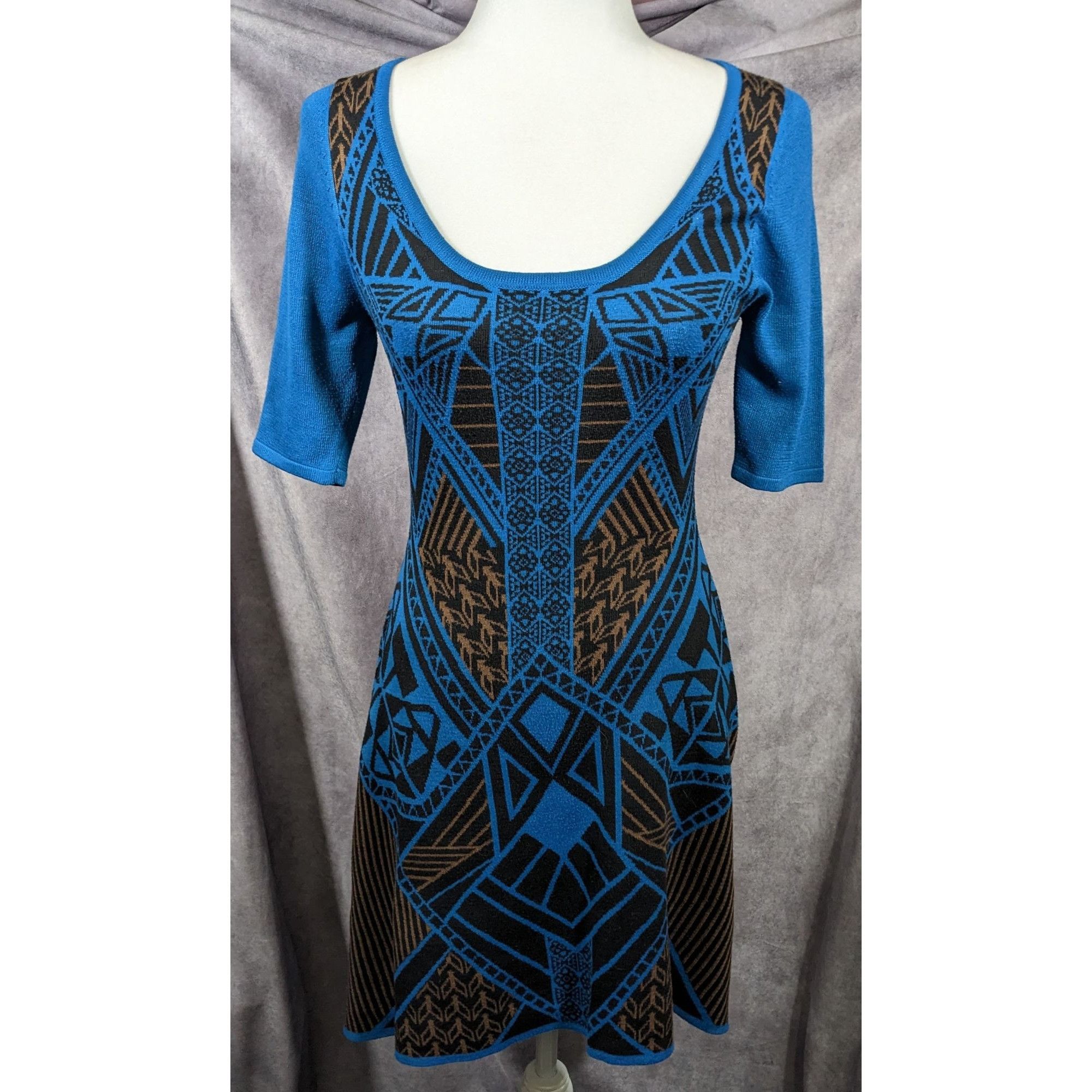 Other Flying Tomato Blue And Black Geometric Midi Dress Size Mediu Size M / US 6-8 / IT 42-44 - 6 Thumbnail